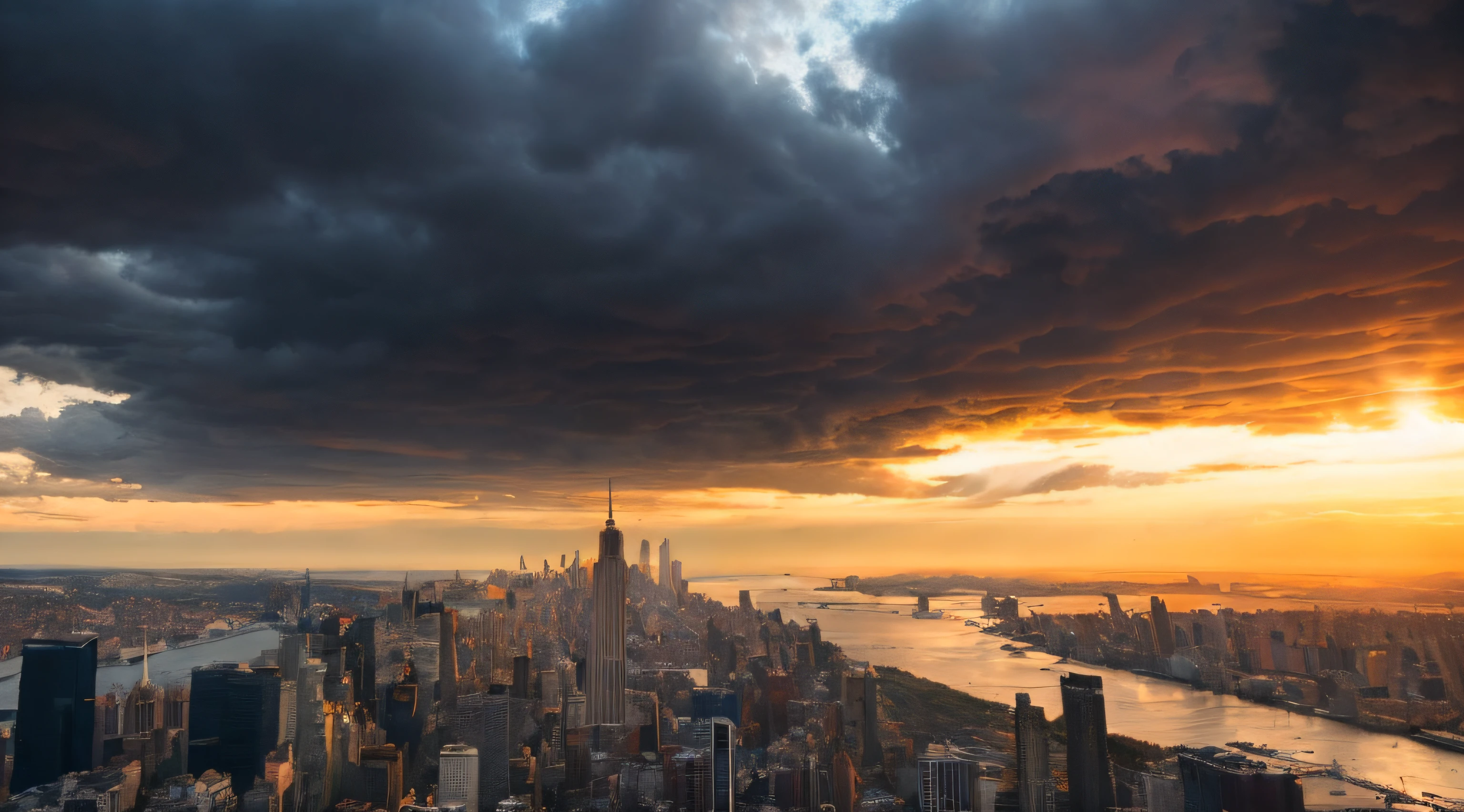 Armageddon、The end of the world、The city perishes、Rays from Heaven、Great disaster、8K、Raw photography、top-quality、​masterpiece:1.5、ultra-lightweighthigh-resolution、Photorealsitic:1.5、ciinematic light、soft volumetric lighting:1.5、realisitic、Photorealsitic:1、Detailed skin、profetional lighting、a picture、foco nítido、detaileds、profetional lighting、photon maping、detailed and intricate environment、ighly detailed、top-quality、Artistic photography、photorrealistic concept art、soft natural volumetric cinematic perfect light、Midjourney、Detailed hand、