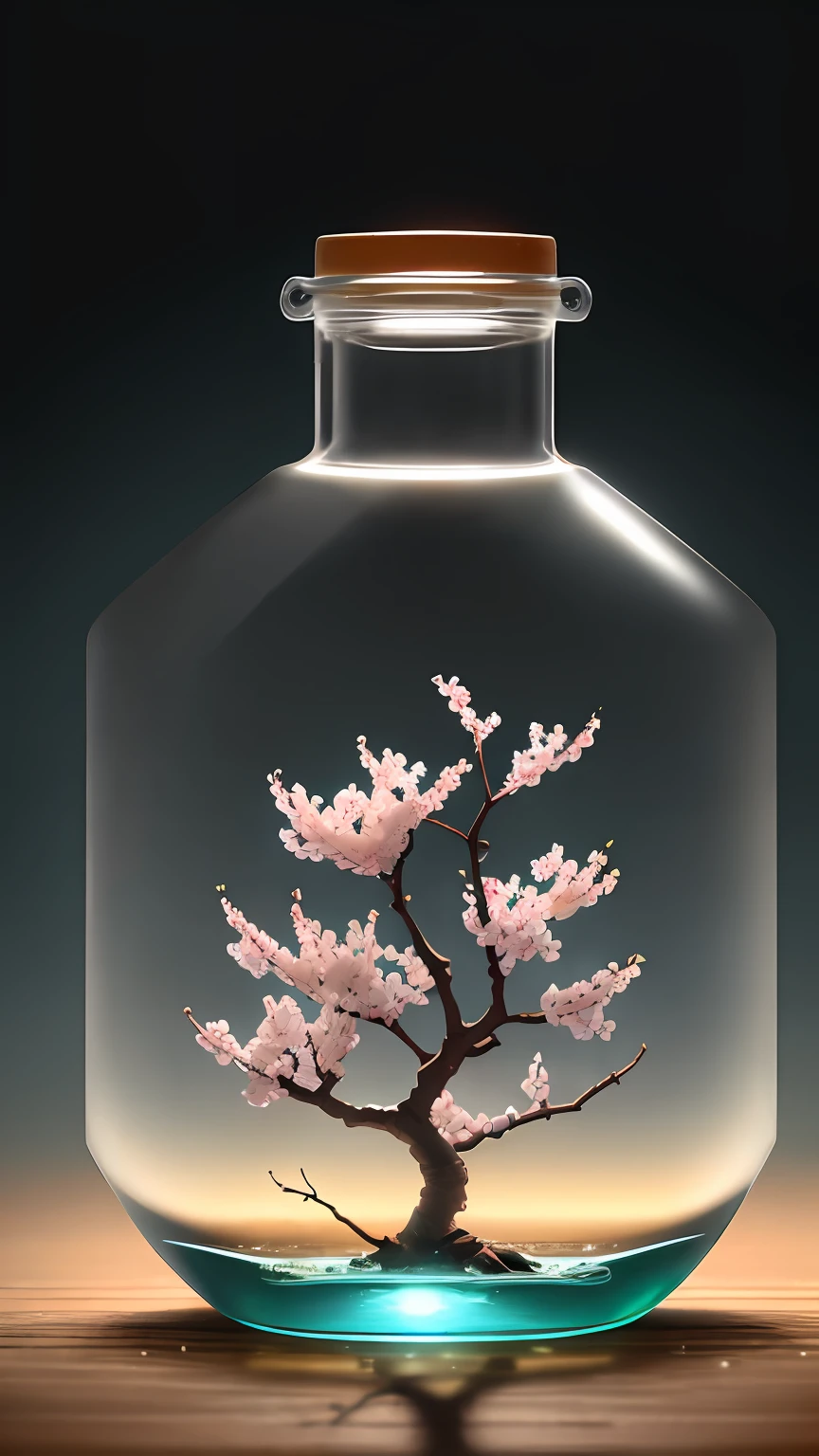Cherry blossom tree in a bottle,Grows out of the bottle,nipple sticking out,fluffly,realisticlying,Atmospheric light refraction,Photo by Lee Jeffries,Nikon D850 Film Stock Photo 4 Kodak Portra 400 Camera F1.6 shots,rich colours,hyper realistic lifelike texture,dramatic lighting,unreal engine trending on artstation cinestill 800,Style-Glass
