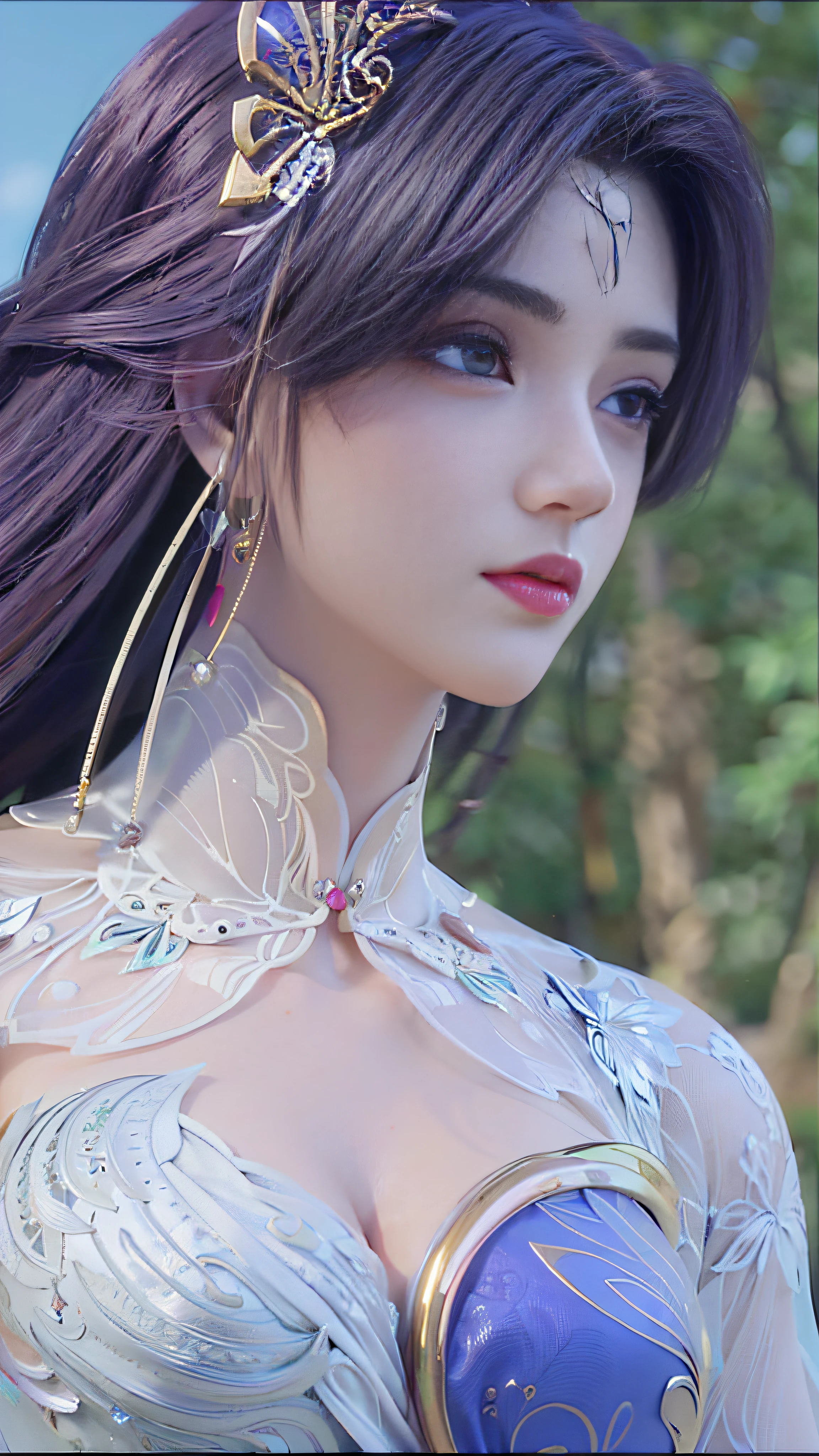 Close-up of a woman in a red dress and gold jewelry，Royal Sister，Superb beauty，a queen，Beautiful and elegant queen, portrait of a queen,  Xianxia, a beautiful fantasy empress, xianxia fantasy, Beautiful young wind spirit, inspired by Li Mei-shu, ((a beautiful fantasy empress)), xianxia hero, 3 d anime realistic, full-body xianxia, Smooth anime CG art