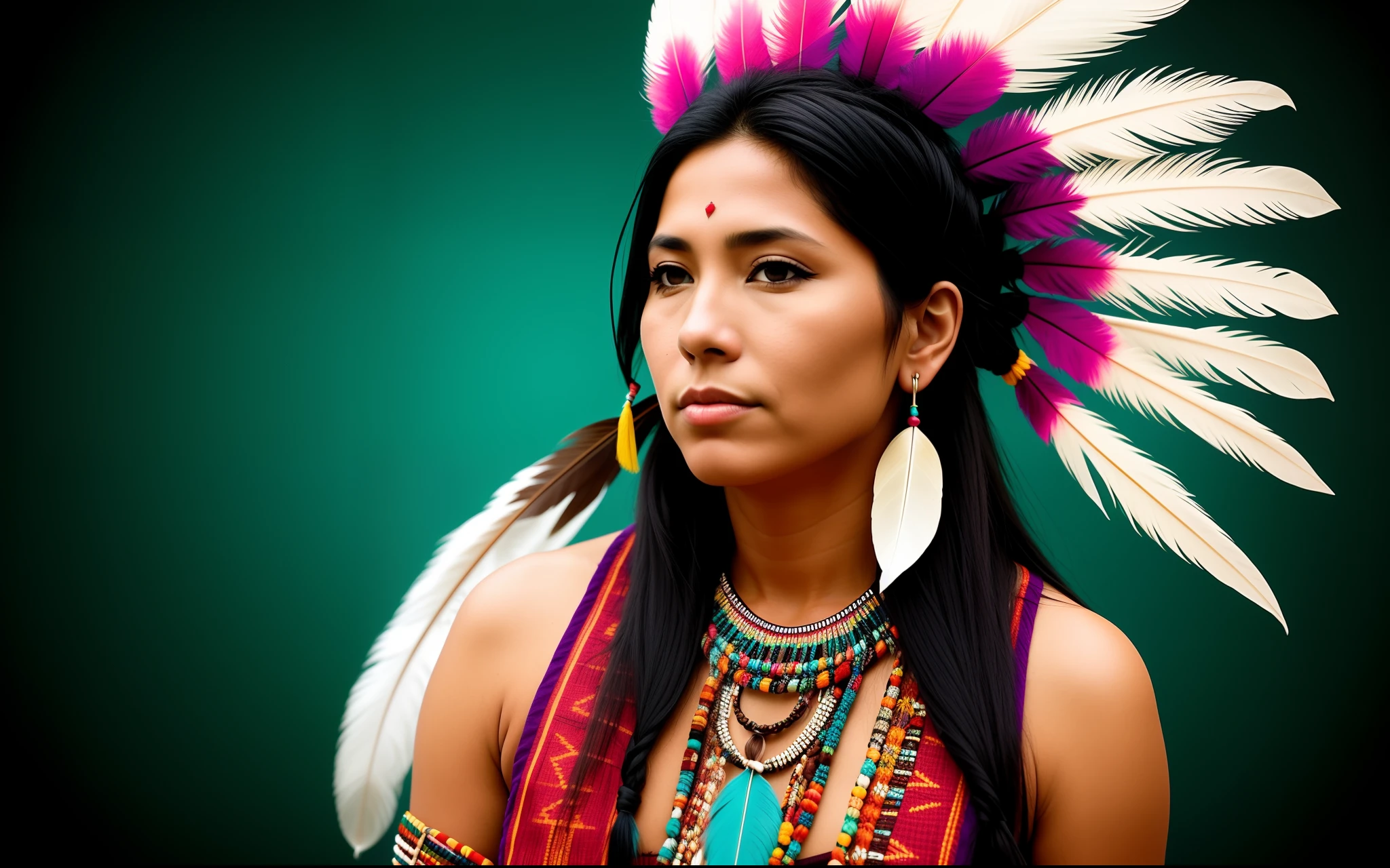 Native American beatuy, woman, designed by ppublish, feather, colors
