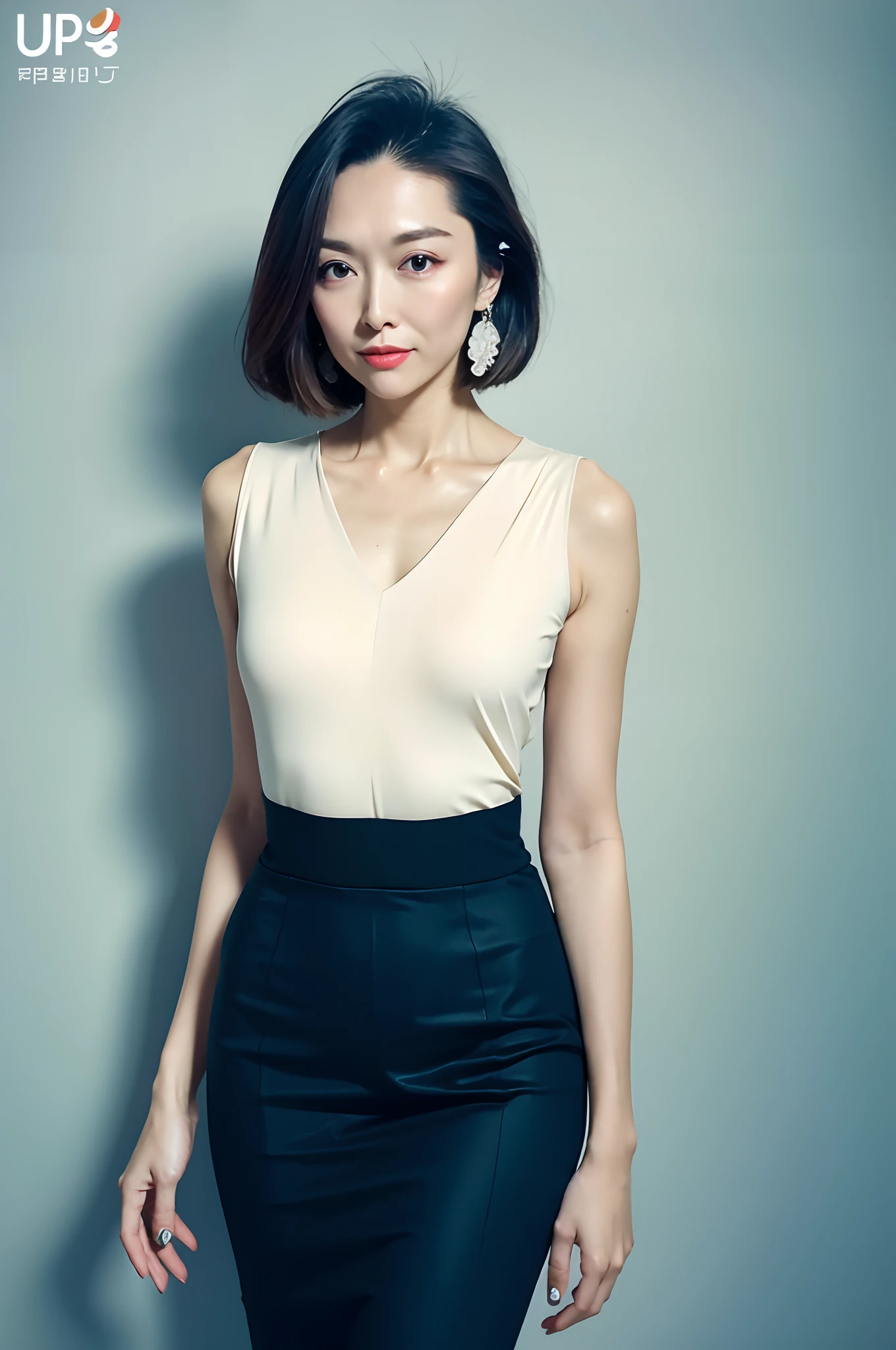 Incomparable masterpiece, perfect artwork, ((perfect female figure)), short hair, blonde, skinny, realistic, solo, (realism: 1.4), best quality, super high resolution, 1girl, porcelain, kpop ido, (extra large breasts), full body, beautiful, masterpiece, best quality, very detailed face, perfect lighting, solo, plain makeup, tights, best quality, super high resolution, (realistic:1.4), super detailed, masterpiece, best quality, ulzzang - 6500-v1.1, (realistic, photorealistic: 1.37), extreme light and shadow, disheveled hair, master work, rich details, (fine facial features), (highest quality photo), (masterpiece), (detailed eyes), look in front of you eyes, incredibly cute under eye moles, necklace, moles under lef5 eyes, earring best quality, Japanese woman, large breasts, very short bob hair,upper body, A beautiful woman with perfect body:1.4, Slim abdomen:1.2, (full body:1.6), ultra-detailed face, delicate eyes, double eyelids, soft breasts, charming expression, blonde hair, perfect body:1.4,