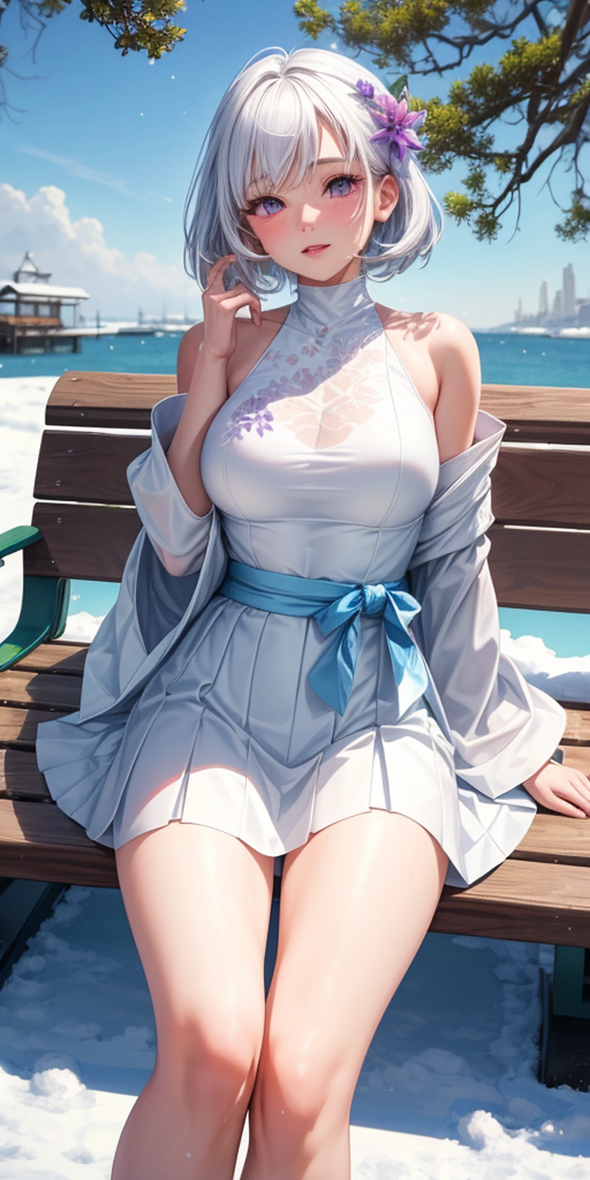 (RAW shooting:1.2)、(photorealistic:1.4) long hijab、(masterpiece:1.3)、(highest quality:1.4)、young japanese woman、(cute:1.2)、wearing high 、impossibly short skirt、very cute face、blush、shy smile、(sluttyＹShirt and dark blue micro mini pleated skirt:1.3)、(Medium chest:1.3)、(cleavage)、(erect nipples:1.2)、sexy pose、(do it yourself skirt lift)、(showing panties:1.3)、white panties、panties focus、(sit、raise your legs:1.2)、(clear focus:1.2)、(cute woman with perfect figure:1.4)、best smile、(layered haircut:1.2)、slender、shiny skin、Highly detailed face and skin texture、detailed eyes、double eyelid、panties visible on camera、Angle looking up from below、Low - Angle、(very sexy:1.3)、Bokeh、obscene、erotic、perfect limbs、