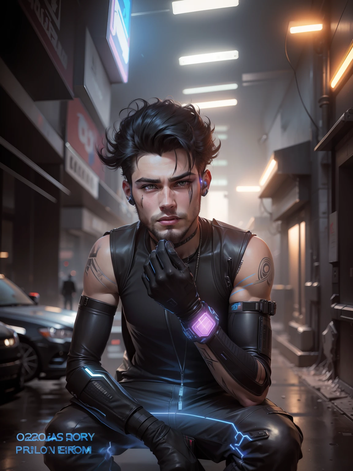 Change background cyberpunk handsome boy, realistic face