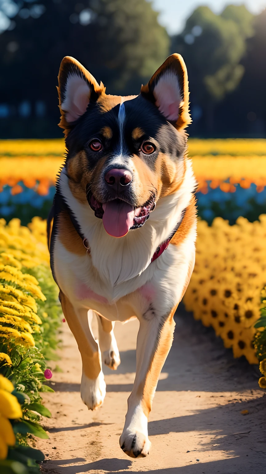 (((Anime dogs running in flower fields))), Photorealistic, Photo, Masterpiece, Realistic, Realism, Photorealism, High contrast, photorealistic digital art trending on Artstation 8k HD high definition detailed realistic, Detailed, Skin texture, ultra - detailed, Realistic skin texture, armature, Best quality, 超高分辨率, (Photorealistic:1.4),, high resolution, Detailed, RAW photo, Sharp Re, author：Lee Jeffries Nikon D850 Film Stock Photo 4 Kodaport 400 Camera F1.6 lens rich colors hyper realistic lifelike texture dramatic lighting unrealengine trending on artstation cinestill 800,