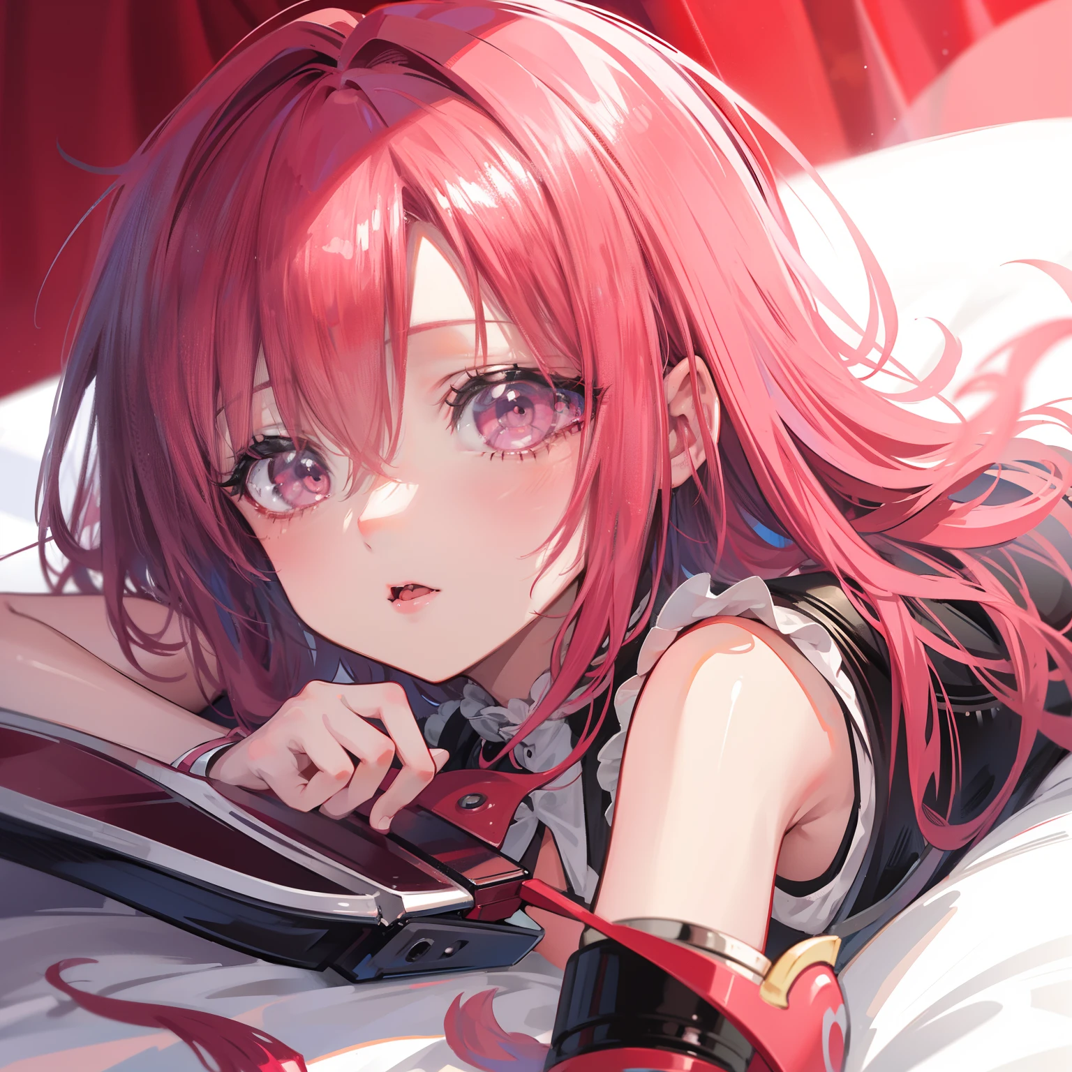 Lady Lady,A pink-haired,boy,adolable,Be red in the face,mouth drool