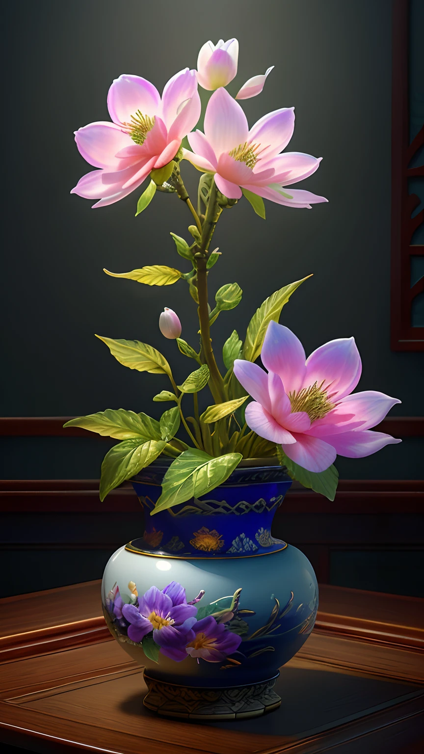 best quality, realistic, photorealistic,  ultra detailed, "Mountain of Flower and Fruit+Fairy+Chinese Architecture" highly detailed carving on "southern ice" porcelain,Ultra wide angle,Accent Lighting,Volumetric Lighting,backlighting, (detailed light),((an extremely delicate and beautiful)),dramatic_shadow,ray_tracing,hdr