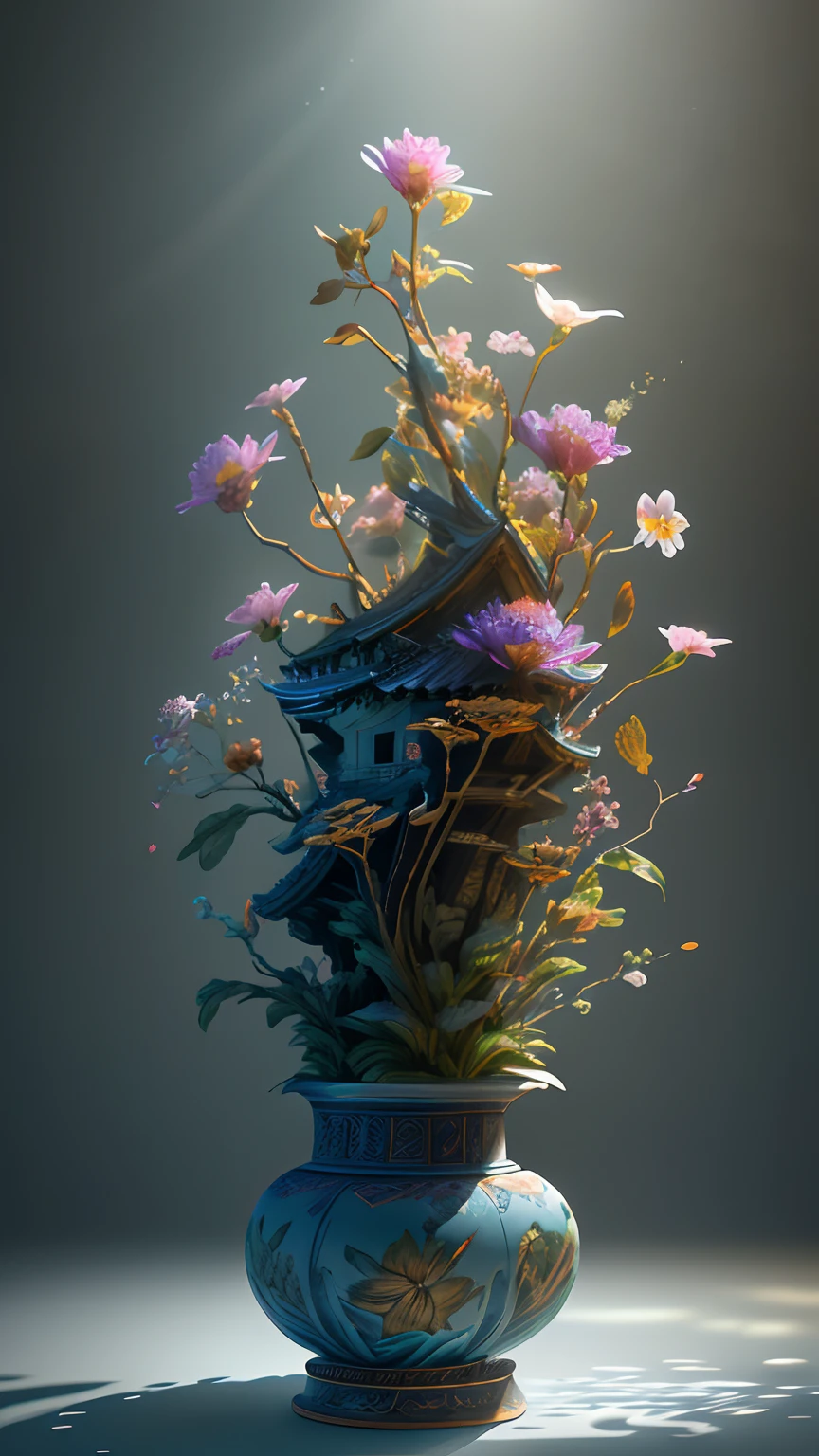 There is a vase with flowers in it on a table - SeaArt AI