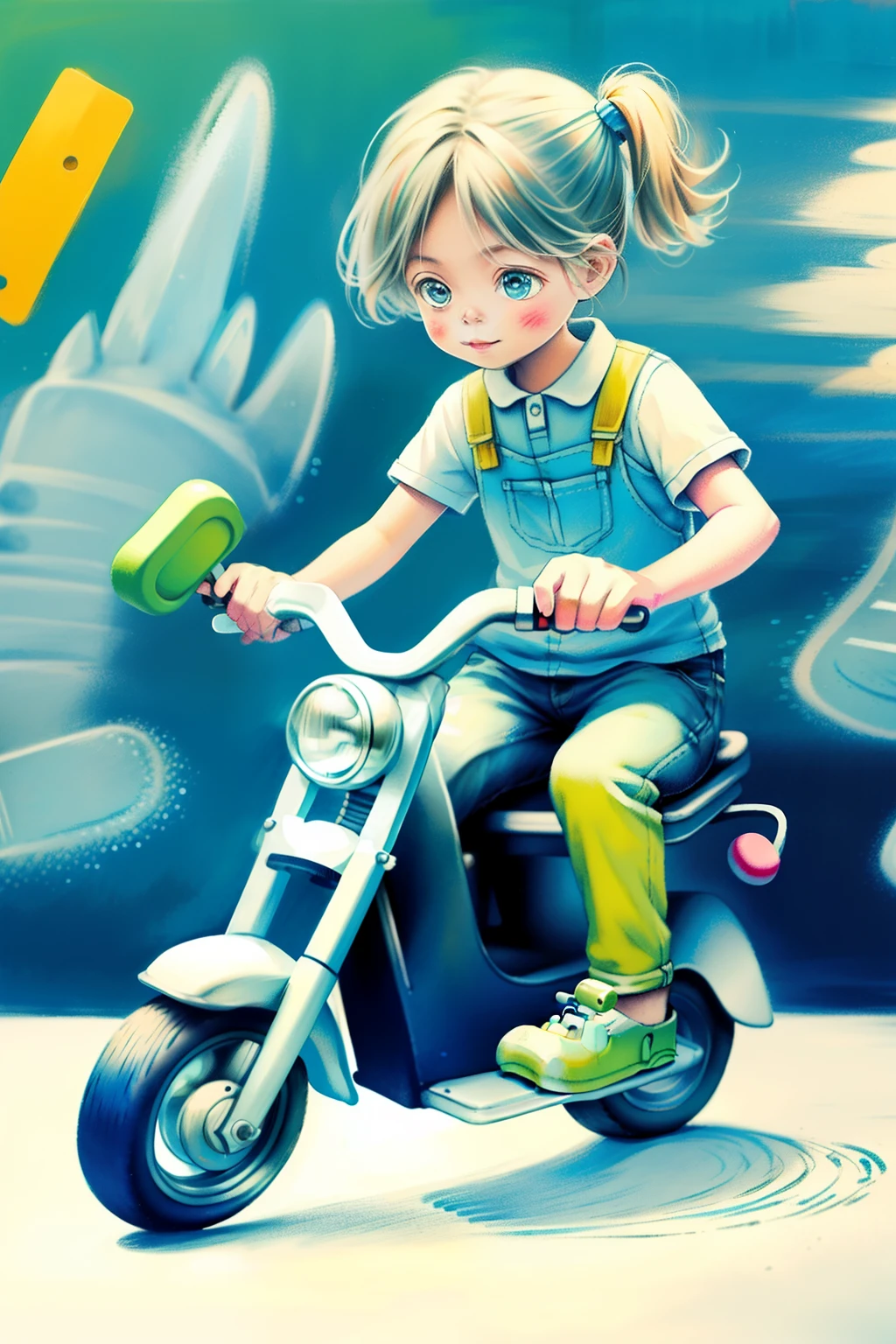 ((riding toy motor vehicle)), chalk_Drawing