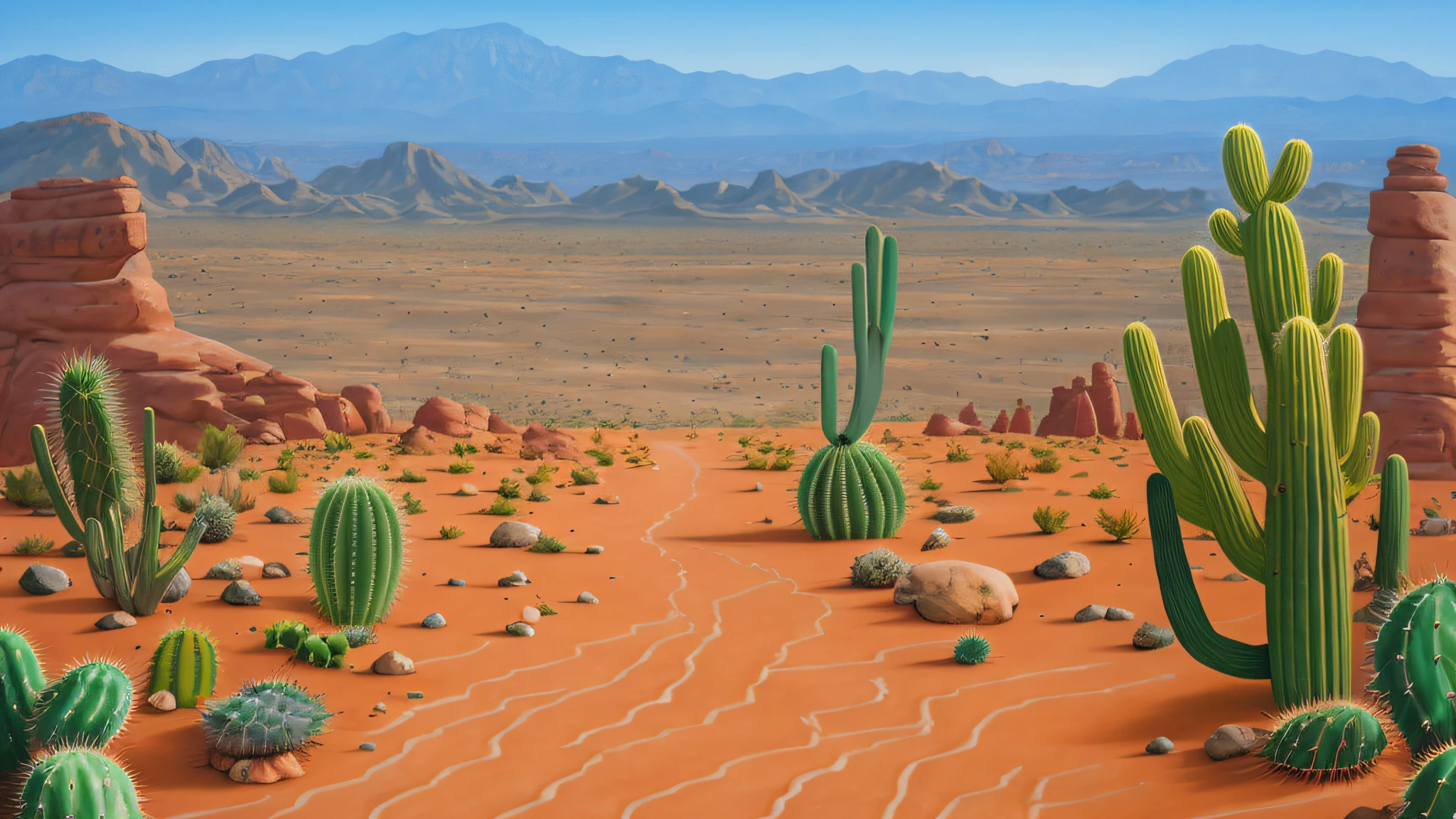 Desert close-up with cactus plants and rocks, new mexican desert background, background artwork, arte de fundo, Desert background, Desert environment, desert mesa, wandering the desert landscape, Desert scene, Desert landscape, desert scenery, canyon background, Desert in the background, Flat desert, Western background, desert wasteland, desert oasis background, arizona desert, Wild West background