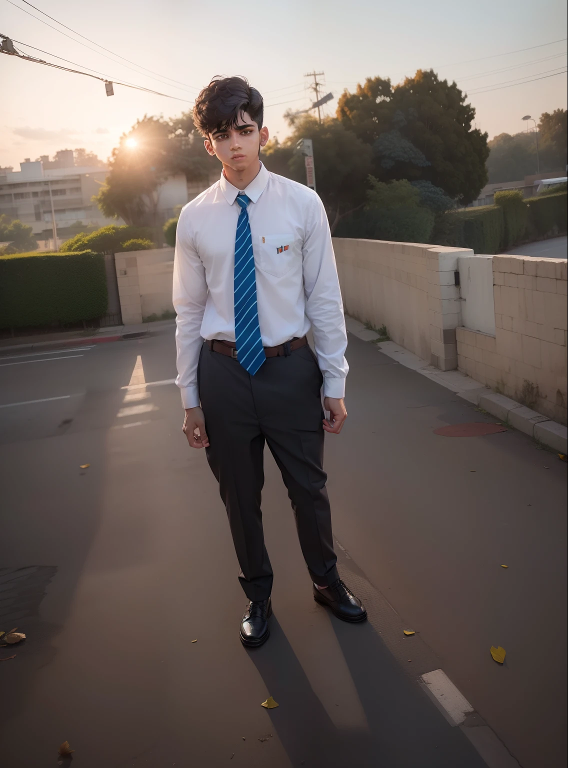 Is boy ka dress best school dress ban jaye. Aur independence day se related batch uske school shirt me laga ho. Aur background best aaye boy stylish school student lage