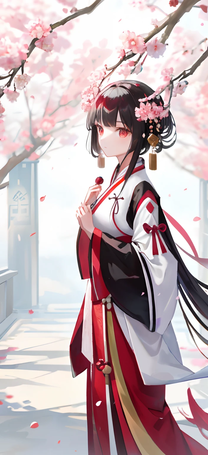 Girls, Hanfu, aestheticism, cherry, large cherry, petals fall, big scene, elegant Hanfu, dream, unreal, inception space, sci-fi --ar 3:4 50 --q 2 --v 5 --q 1 --s 100 --s 2