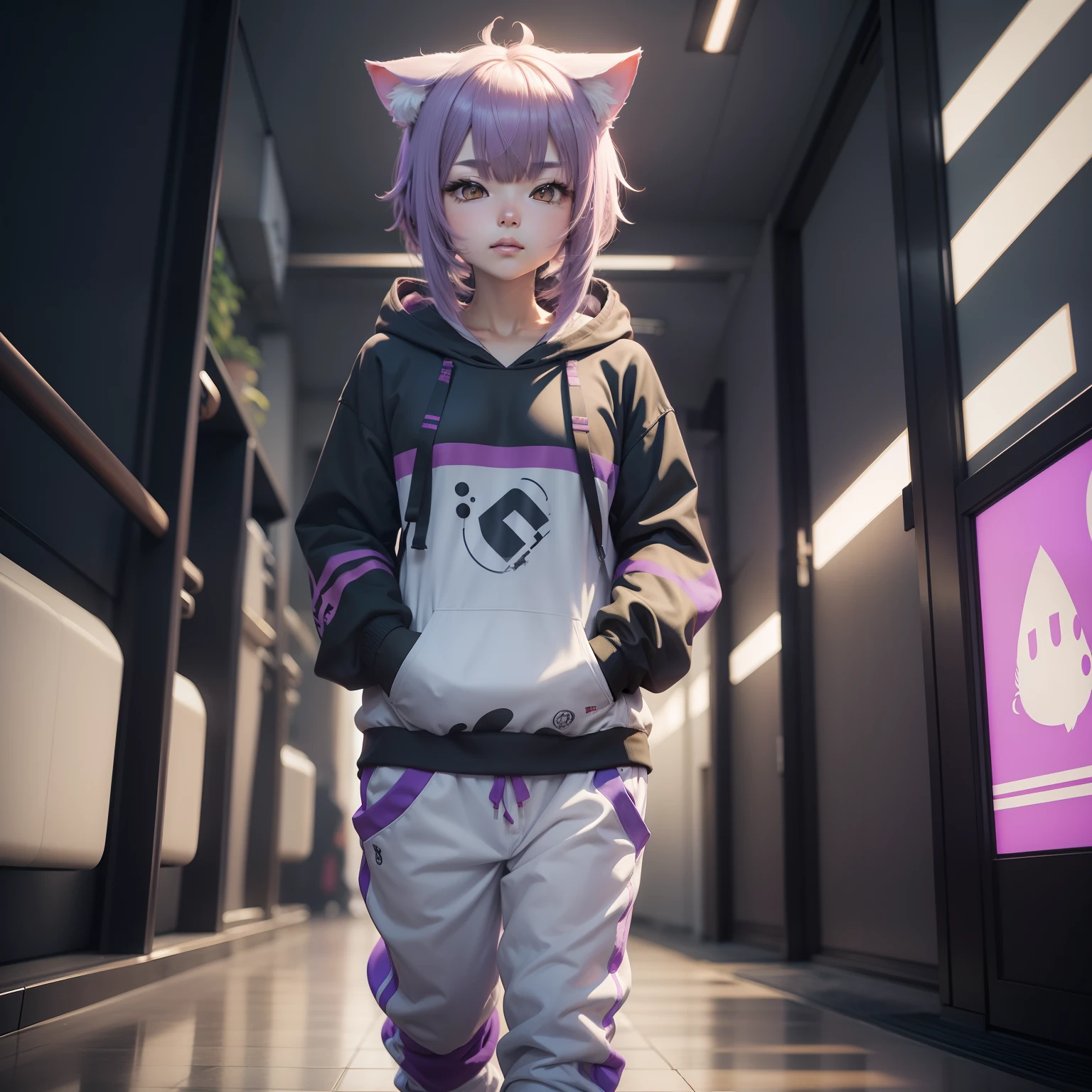 Nekomata Okayu, Anime, Hoodie, long pants
