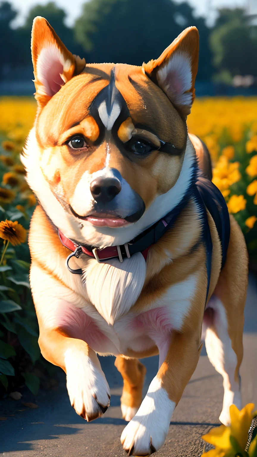 (((Anime dogs running in flower fields))), Photorealistic, Photo, Masterpiece, Realistic, Realism, Photorealism, High contrast, photorealistic digital art trending on Artstation 8k HD high definition detailed realistic, Detailed, Skin texture, ultra - detailed, Realistic skin texture, armature, Best quality, 超高分辨率, (Photorealistic:1.4),, high resolution, Detailed, RAW photo, Sharp Re, author:Lee Jeffries Nikon D850 Film Stock Photo 4 Kodaport 400 Camera F1.6 lens rich colors hyper realistic lifelike texture dramatic lighting unrealengine trending on artstation cinestill 800,