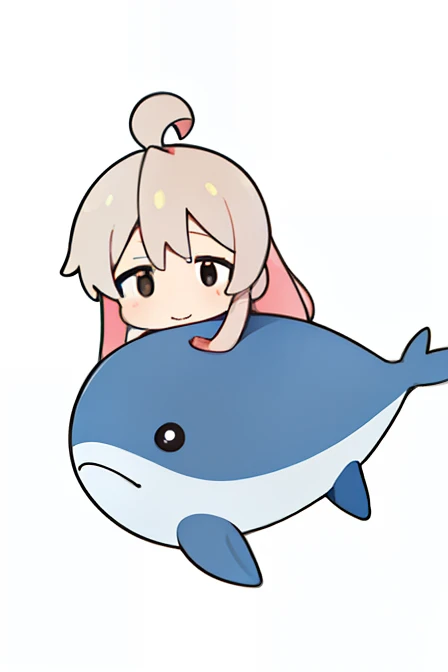 Masterpiece,Best quality,offcial art, ,the wallpaper, Anime girl sitting on dolphin,subreddit / r / whale, resin, LOL, DDLC, holding a pudica pose, hug,tchibi, thicc, booru, by Puru, whale fall,tchibi,oyamamahiro