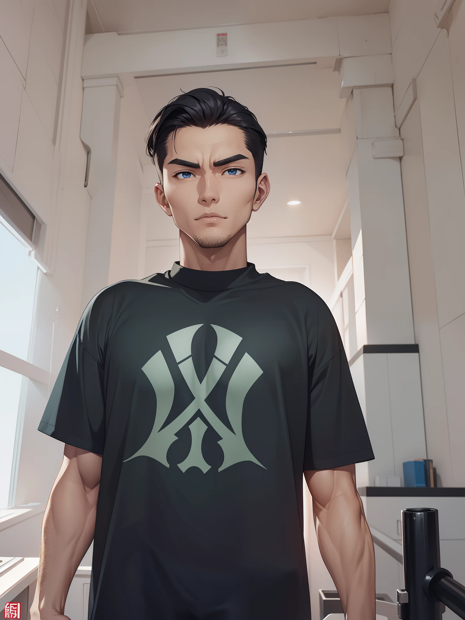 Handsome,large tall,musculature,Sharp eyes。