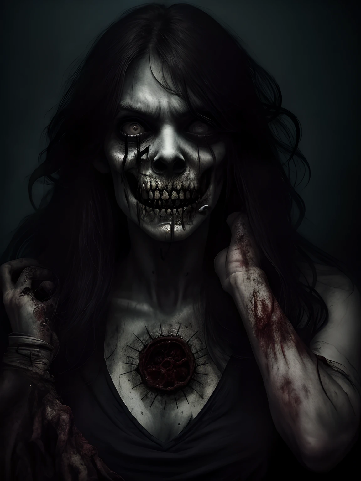 Photorealistic, Highest quality, Cinematic composition, (full bodyesbian:1.4) photography of (Zombies limp through an ancient cemetery，There are ancient tombstones and tombstones around :1.2), (Wear tears|Dirt|Tattered clothes:1.2), (Rotting meat, Body|Neck|torso|Arms|Hands|Legs|Foot mud|putrid|frotting|Tumefeld, Haggard face, Haggard skin, Dirty teeth, Rough hands, terroral, Disturbing, deformity, aberration, thin hair, Shabby hair, messy  hair, Torn skin, Torn flesh:1.2), Different skin tones, Skin Wrinkles, clothing wrinkles, Rotten face, Rotten eyes, Detailed clothes, clothes texture|Wrinkles, Abundant details, Intricate details, (Swirling fog:1.4), ambiente dark, dim murky lights, volumetric shadow, (Highly dynamic posture:1.2), 8K, Highly detailed, hyper HD, hdr, (extremely high facial expressiveness:1.3)Silent Hill, STD Horror, Peeling, Intense, Dark, Horror, Creature, Horror Living Hell Brutal Overwhelming Fear Pain Emotion Cinematic dynamics, Extreme detail, hdr,4K, Ultra HD details, Hyper-realistic octane rendering Unreal Engine