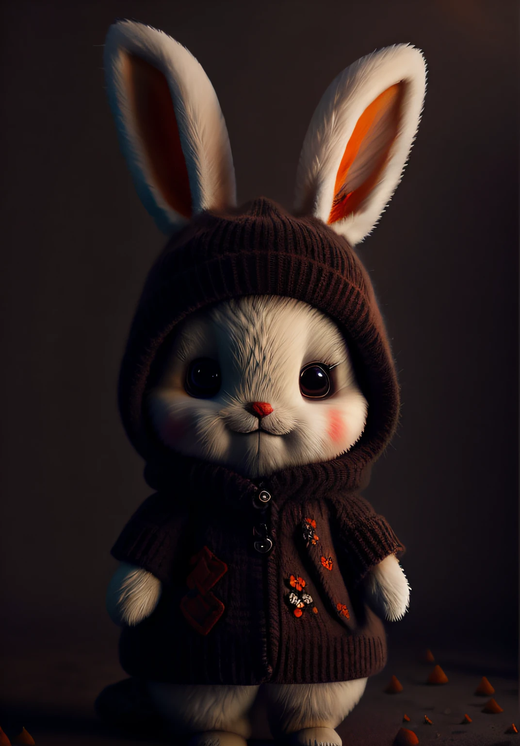 edgBunny,bblurry,edgBunny,florals,naturey,no_humans,depth of fields,wearing DRK_Glam,Orange background,(Carrot 1.4)