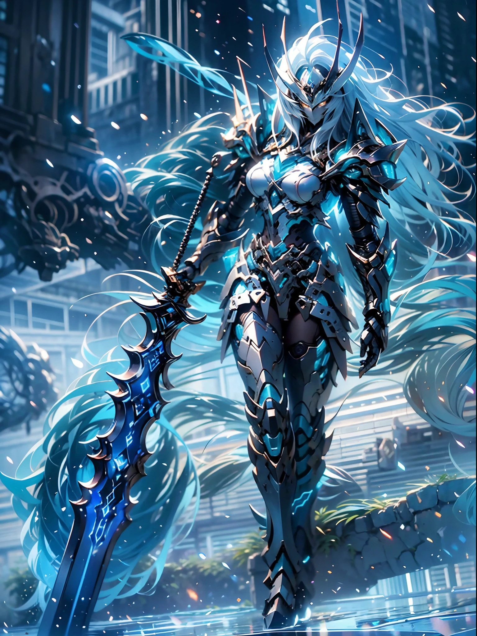 a masterpiece， the best quality， High Quality， （futurism：1.1）， （A death knight holding Frostmourne, the frost infused sword, frost magic, magewave）， movie lights， （Exquisite future）， Beautiful and beautiful， Ultra detailed， Great composition， floating， Depth of field， （Very detailed CG，Unity 8k壁纸）， （Beautiful detail background）， Beautiful hair details， dramatic lights， GOGETTA， mecha，Bestquality，ultrahighres，photoreal