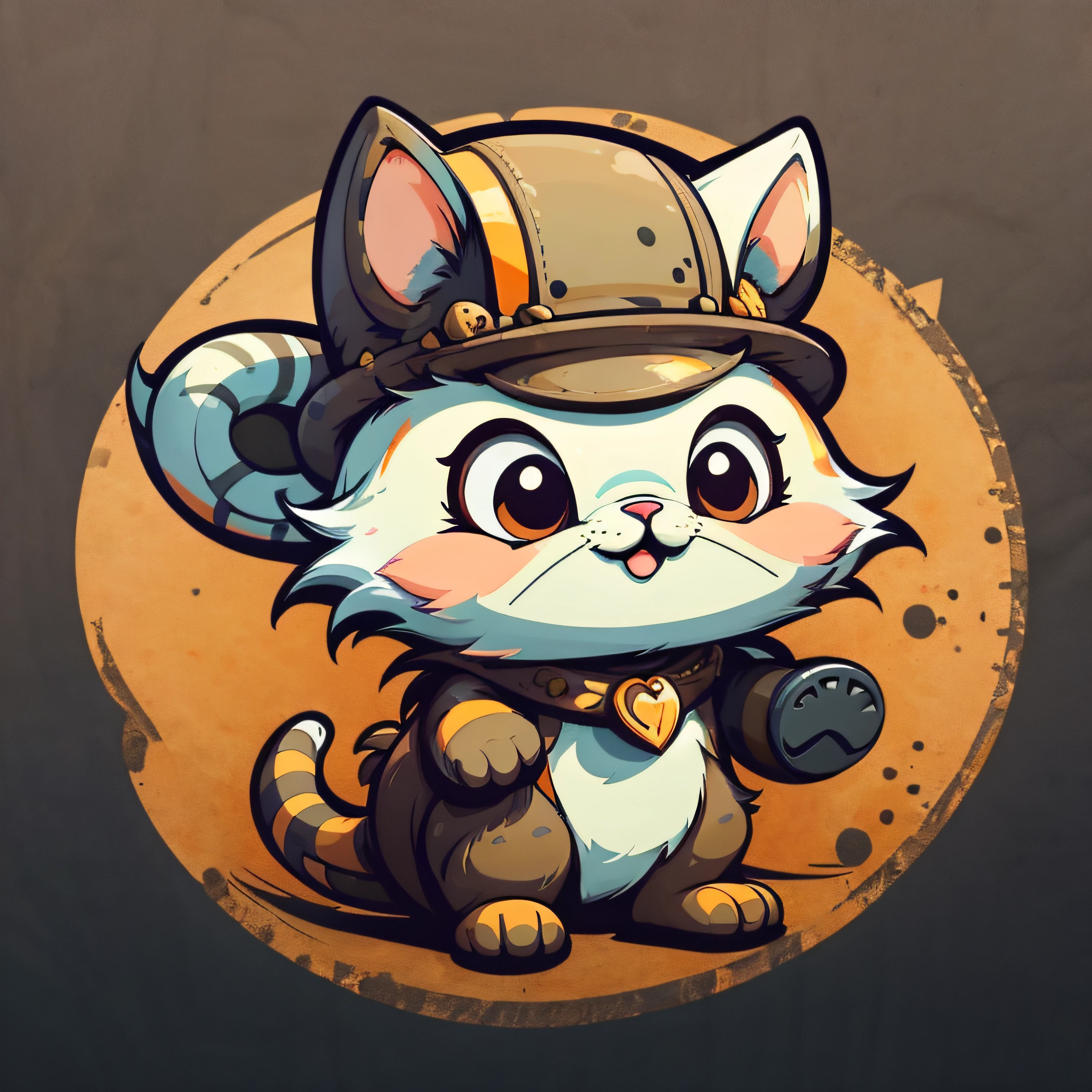 cute cartoon sticker of steampunk animal. vector art style.