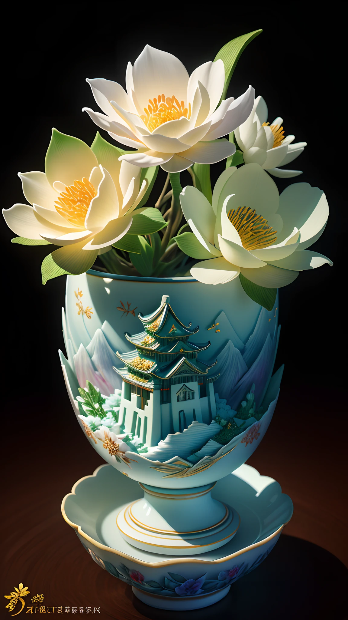 There is a vase with flowers in it on a table - SeaArt AI
