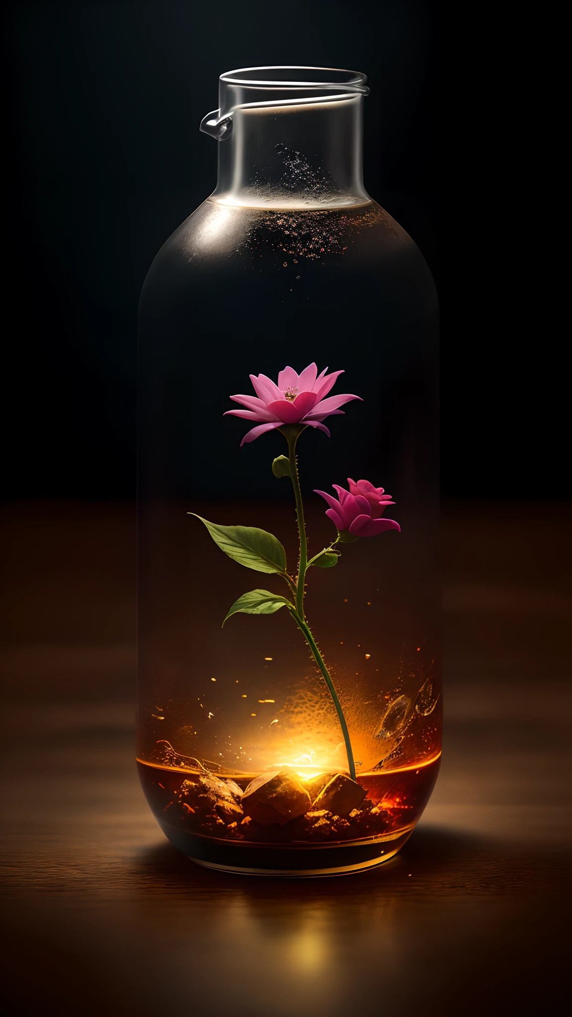 Beauty in a bottle，Grows out of the bottle，nipple sticking out，fluffly，realisticlying，Atmospheric light refraction，Photo by Lee Jeffries，Nikon D850 Film Stock Photo 4 Kodak Portra 400 Camera F1.6 shots，rich colours，hyper realistic lifelike texture，dramatic  lighting，unreal engine trending on artstation cinestill 800，Style-Glass