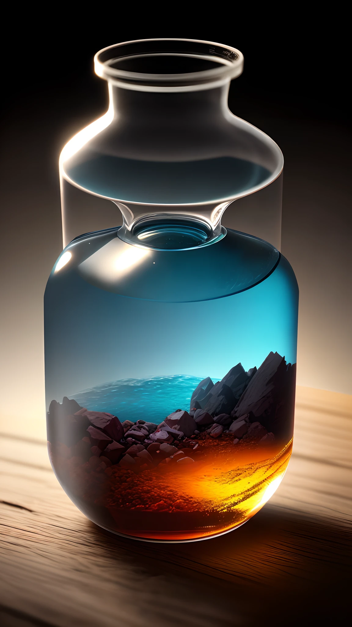 Beauty in a bottle，Grows out of the bottle，nipple sticking out，fluffly，realisticlying，Atmospheric light refraction，Photo by Lee Jeffries，Nikon D850 Film Stock Photo 4 Kodak Portra 400 Camera F1.6 shots，rich colours，hyper realistic lifelike texture，dramatic  lighting，unreal engine trending on artstation cinestill 800，Style-Glass