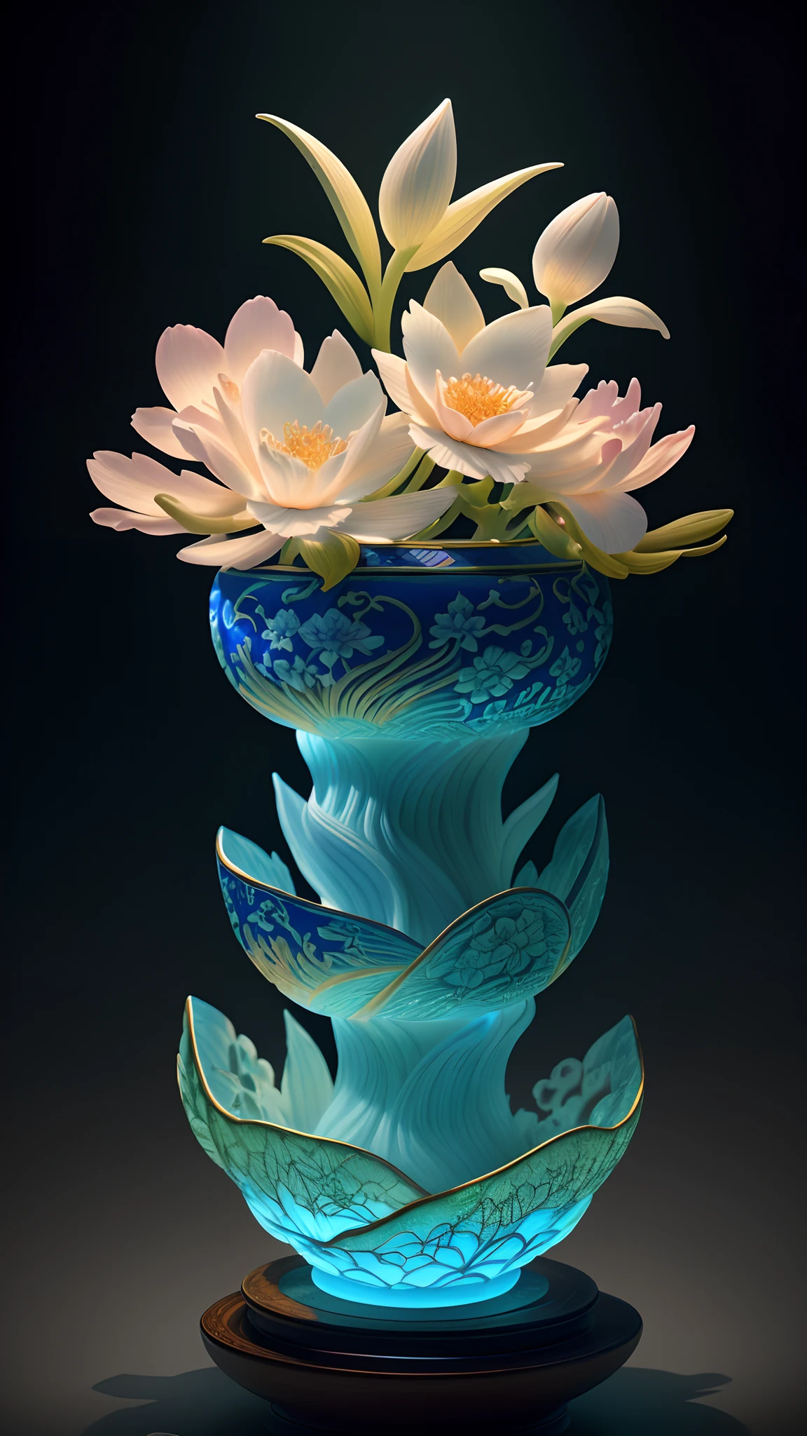 best quality, realistic, photorealistic,  ultra detailed, "Mountain of Flower and Fruit+Fairy+Chinese Architecture" highly detailed carving on "southern ice" porcelain,Ultra wide angle,Accent Lighting,Volumetric Lighting,backlighting, (detailed light),((an extremely delicate and beautiful)),dramatic_shadow,ray_tracing,hdr