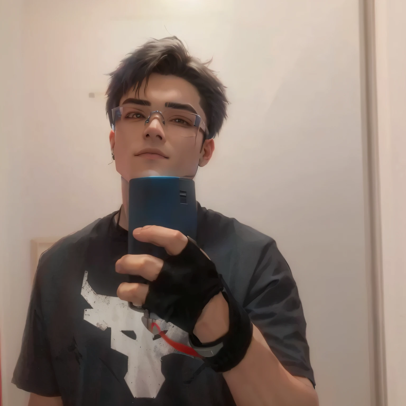 Handsome cyberpunk boy wearing a pair of metal glasses,photorealiscic face,8K,Ultra photo realsisim,