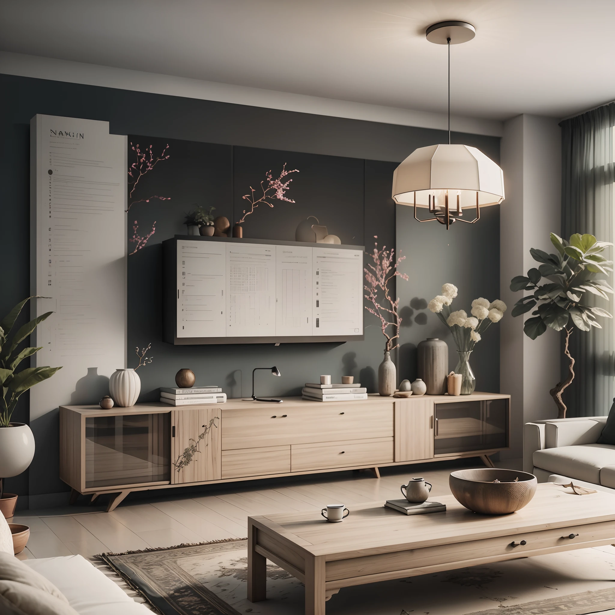Interior design,liveroom,European minimalist style,Minimalist,nordic,(Black ash),Dark furniture,Multi-angle display,a 3D render、cozy indoor lighting、8K,terrazzo,janelas,Simple wall lamp,Concise wind,broad