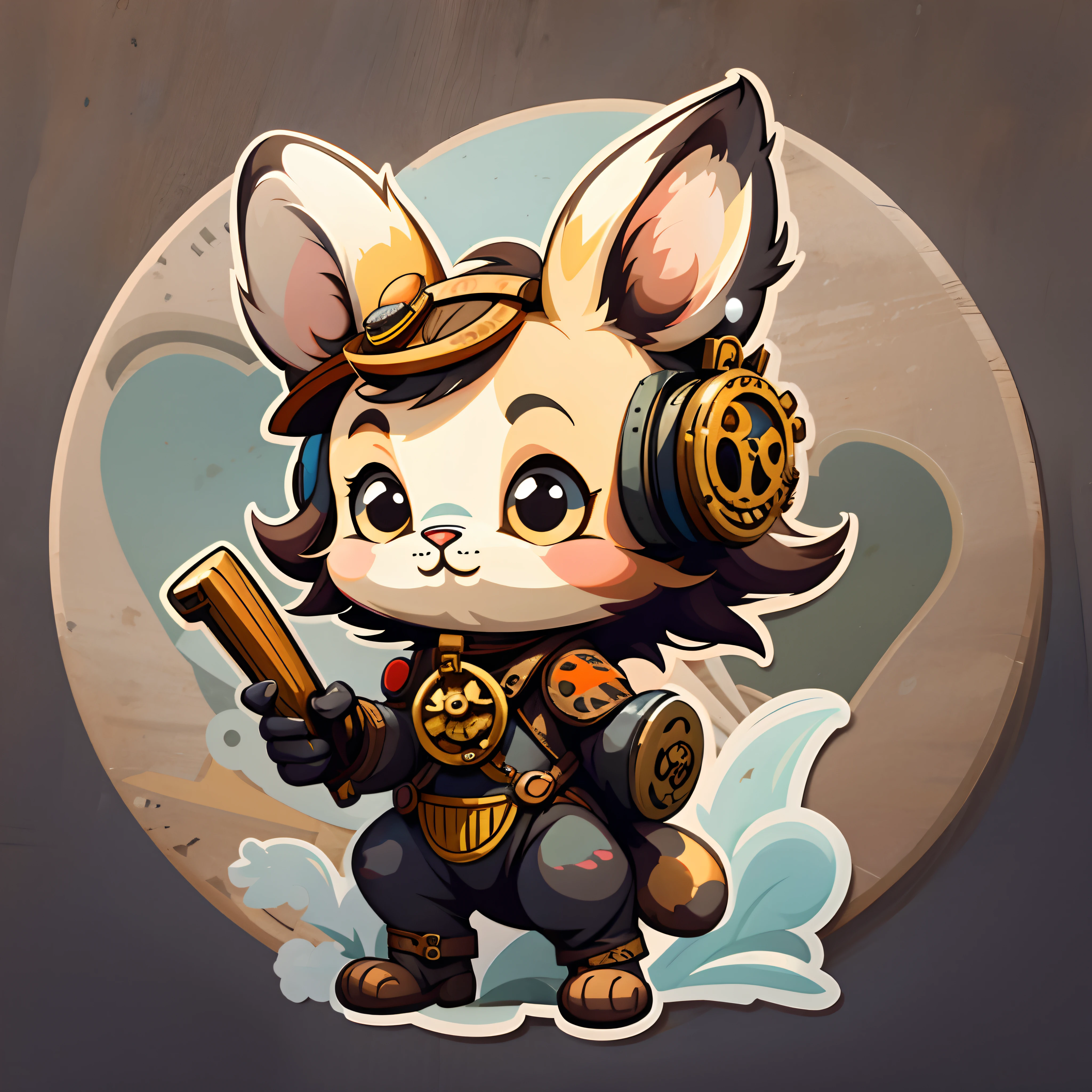 cute cartoon sticker of steampunk animal. vector art style.