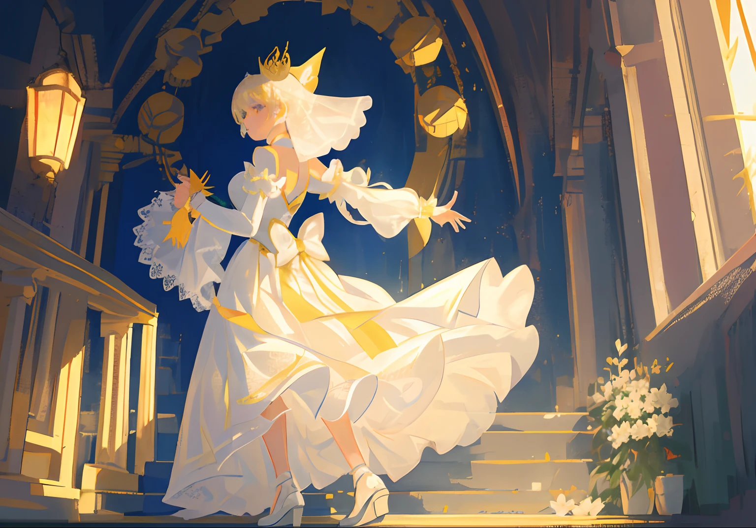 tmasterpiece，best qualtiy，ultra - detailed，illustratio，sportrait，1girl7. Dancers in the morning sun：A dancer of pure white，Wearing a tulle dance dress，Under the rays of the morning sun，Her figure is graceful and light，Like a blooming white lotus。