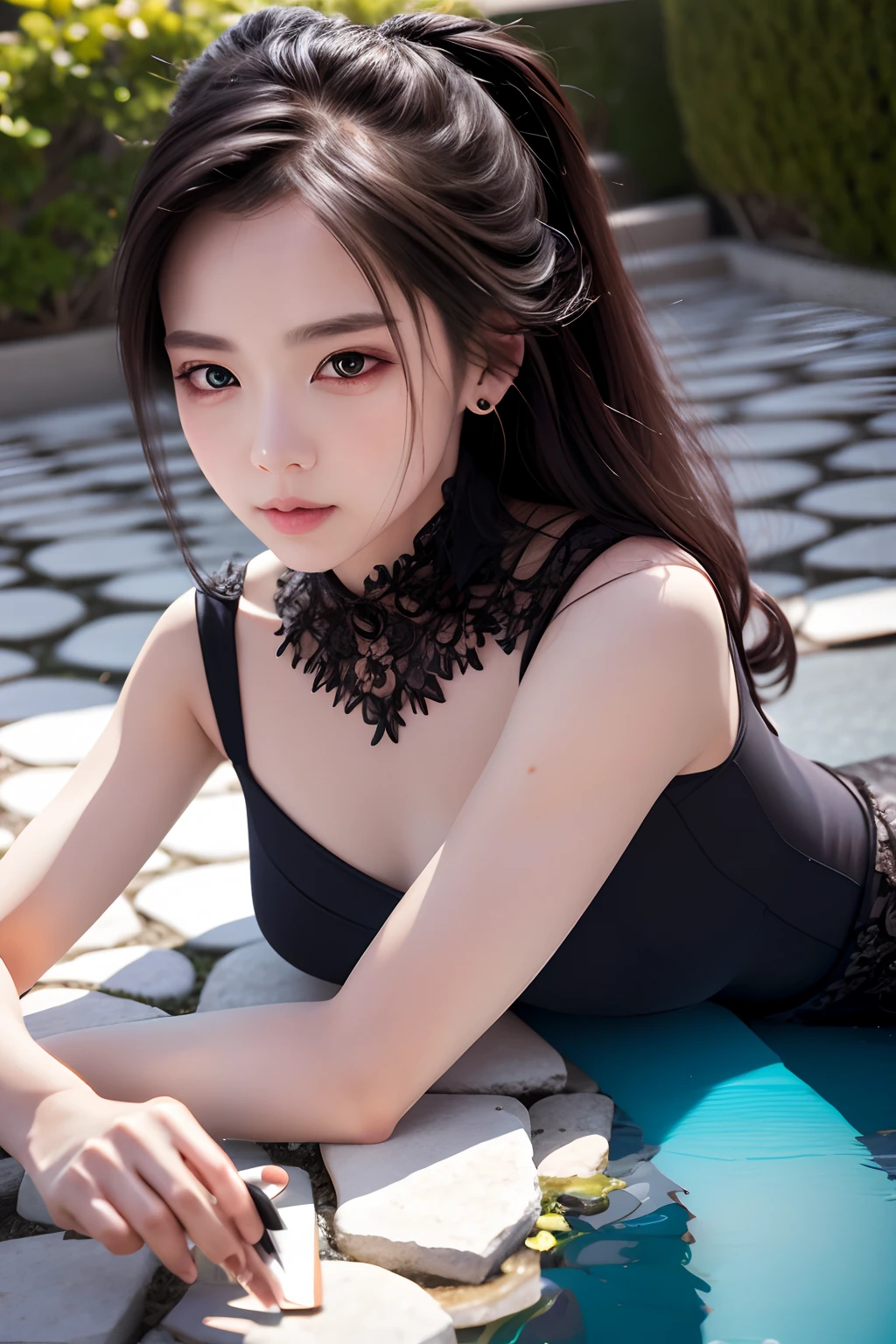 Arad woman in costume lying on a brick walkway, Guviz-style artwork, WLOP and Sakimichan, Loish et WLOP, WLOP et Artgerm, IG model | Art germ, Fantasy art style, Guviz, Phlegm sputum, phlegm | Art germ, Phlegm phlegm art, Artgerm et WLOP