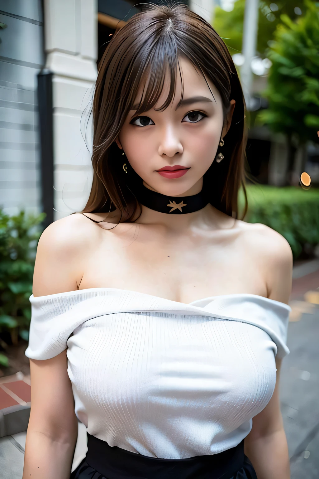 （best qualtiy，8K, yes，32K，tmasterpiece，hyper HD：1.2），18 years old，Beautiful Japan woman in the photo，large cleavage，brownish-black hair，Long ponytail，The upper part of the body，sface focus，Oversized，choker necklace，simple backgound，above from，looking at viewert ,Pink sexy lace bra and pink lace panties: 1.7 , (8K, RAW Photos, Best Quality, masutepiece: 1.2), Real people, Realistic, Portrait photos, Street, Have on the street,a lot of sweat in the body，It rained heavily，wet all over