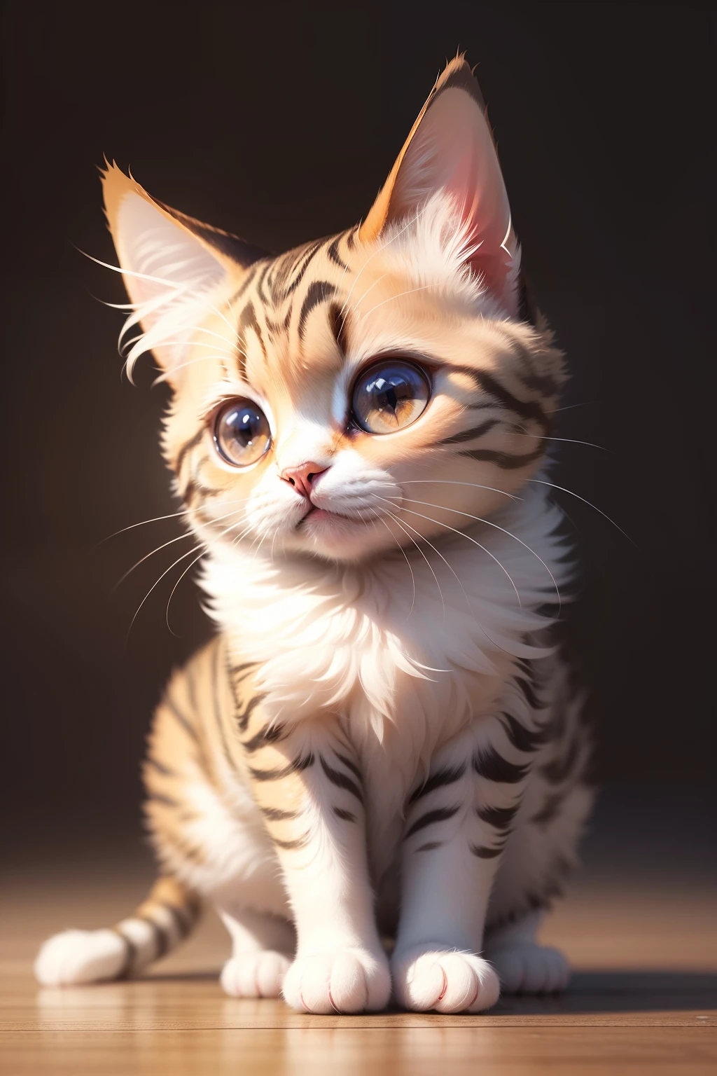 Create a cute CAT with big eyes with curious faition