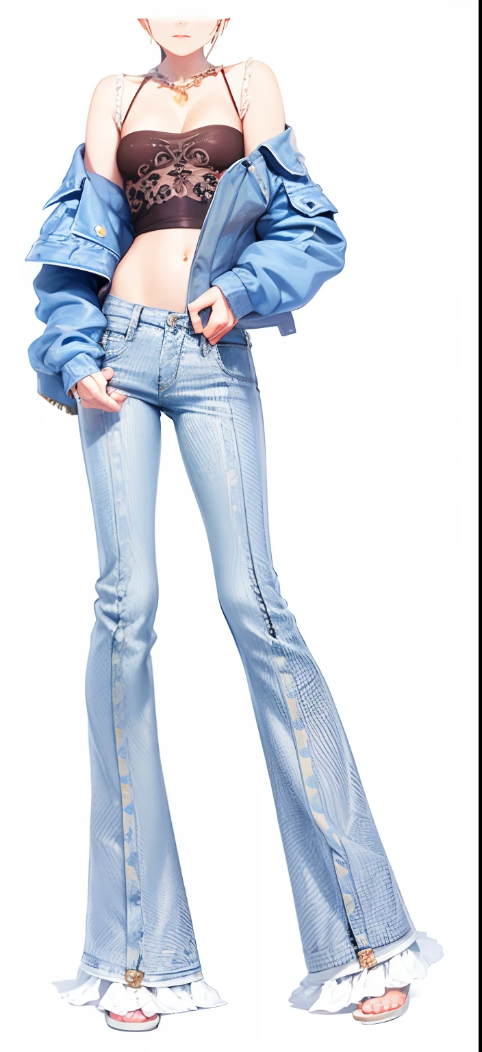 filigree,Beautiful face,denim pant