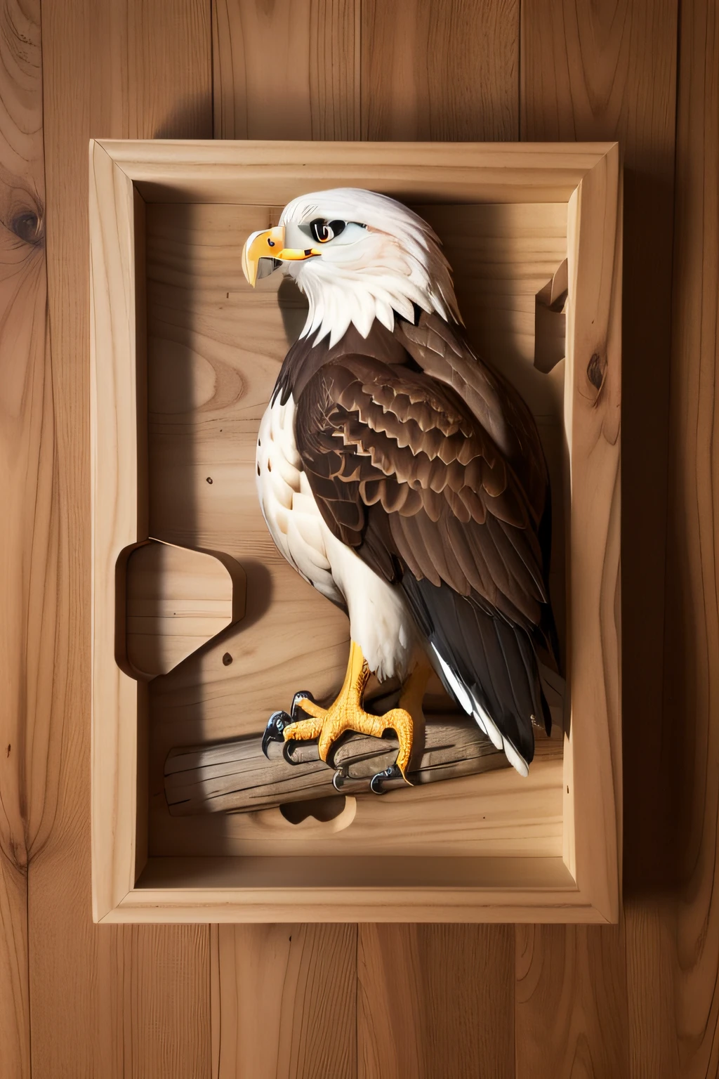 a flat wood segmentation of an eagle
