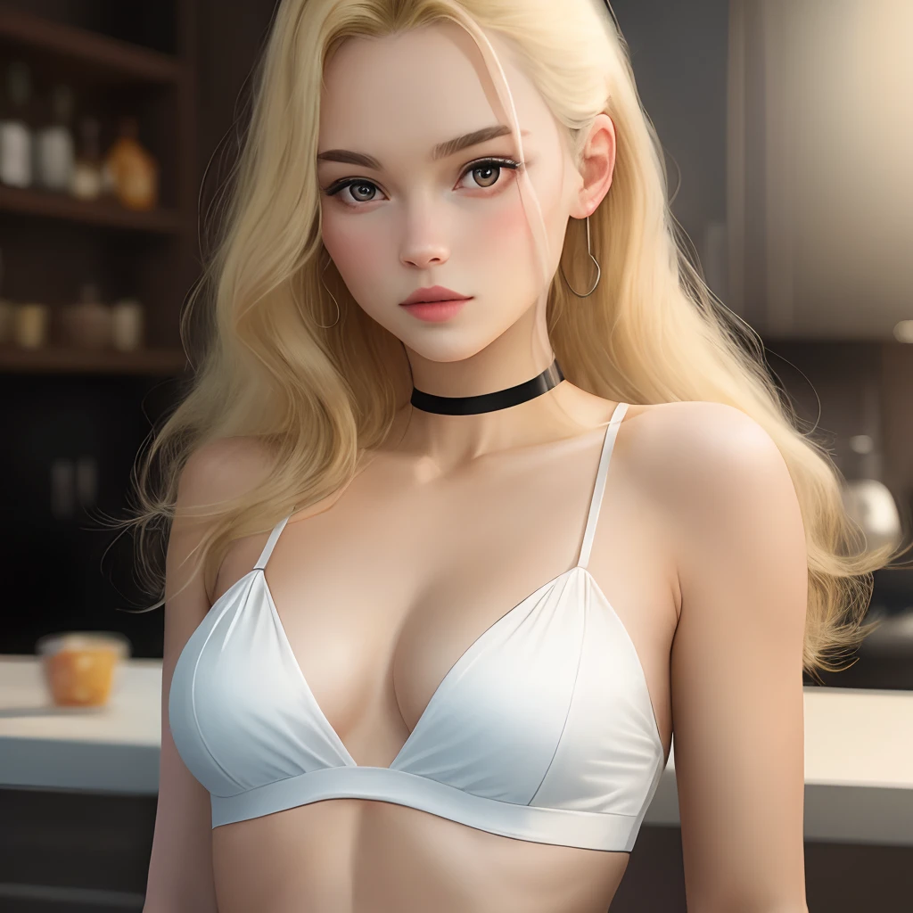 Female blonde flat chest