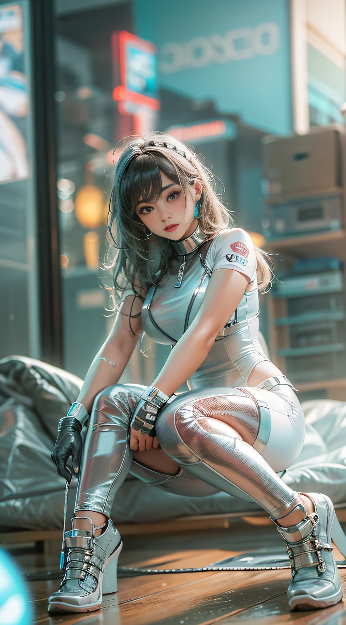 ((Masterpiece)), (Best quality), Photo, Realistic, Extremely detailed Cg Unity 8K wallpaper, Highly detailed, Shiny skin, Depth of field, vivd colour, 1girll, (Skinny girl:1.3), (full bodyesbian:0.7), Narrow waist, Rainbow skin, (Chubby body:0.8), view the viewer, , Blush, (Embarrassed:1.4), (Lying:1.2), crouched, , juice, how to, window, (Messy room:1.2), Drop sperm, Detailed body, Detailed , Girls endless, Ultra photo realsisim, (Large breasts:0.8), Spread legs, sitting in the couch, Latex clothing, Suggestive positioning, White Cum, latex outfit