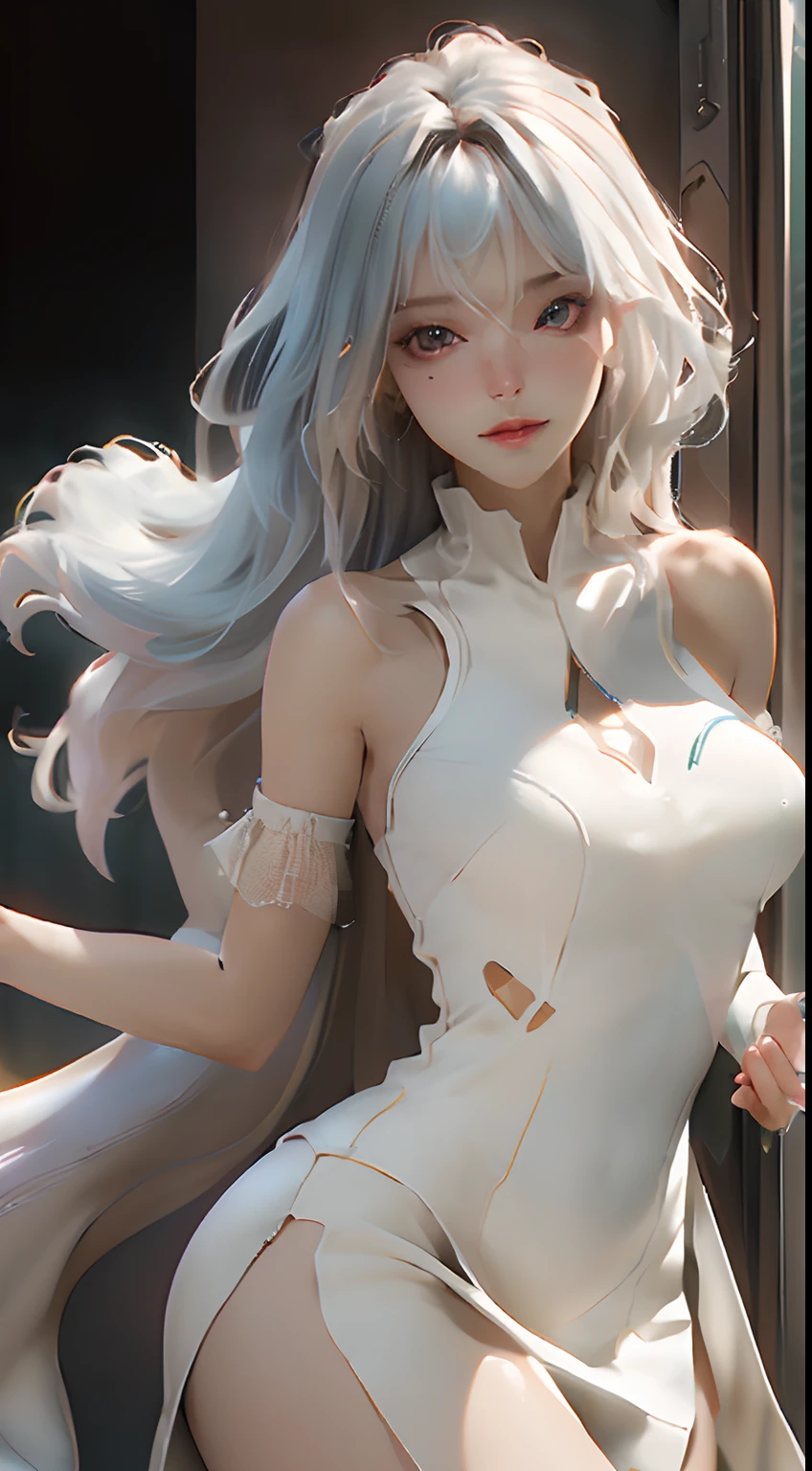 (Best Quality), ((Masterpiece), (Detail: 1.4), 3D, A Beautiful Cyberpunk Woman, HDR (High Dynamic Range), Ray Tracing, NVIDIA RTX, Super-Resolution, Unreal 5, Subsurface Scattering, PBR Textures, Post-Processing, Anisotropic Filtering, Depth of Field, Maximum Sharpness and Clarity, Multi-layer Textures, Albedo and Highlight Maps, Surface Shading, Exact simulation of light-material interactions, perfect proportions, Octane Render, two-color light, large aperture, low ISO, white balance, rule of thirds, 8K RAW, sexy, nudity, sheer, miniskirt, colored hair, transparent clothes, leaky waist, leakage, seductive, seductive, breasts, sexy, erotic, leaky breasts, succubus, seductive, full