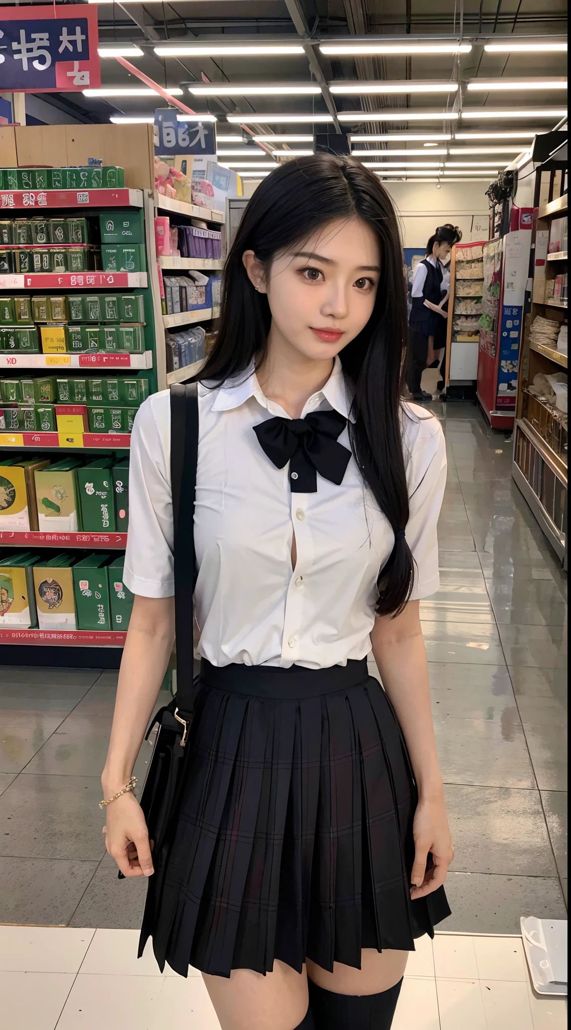 Asian woman in school uniform standing in store, japanese girl school uniform, in school uniform, JK school uniform, wearing a Japanese school uniform, Magical school student uniform, Japanese school uniform, female student, in school uniform, school uniform, Korean girl, Surrealism female students, seifuku, Realistic schoolgirl, wearing a shirt with a tie