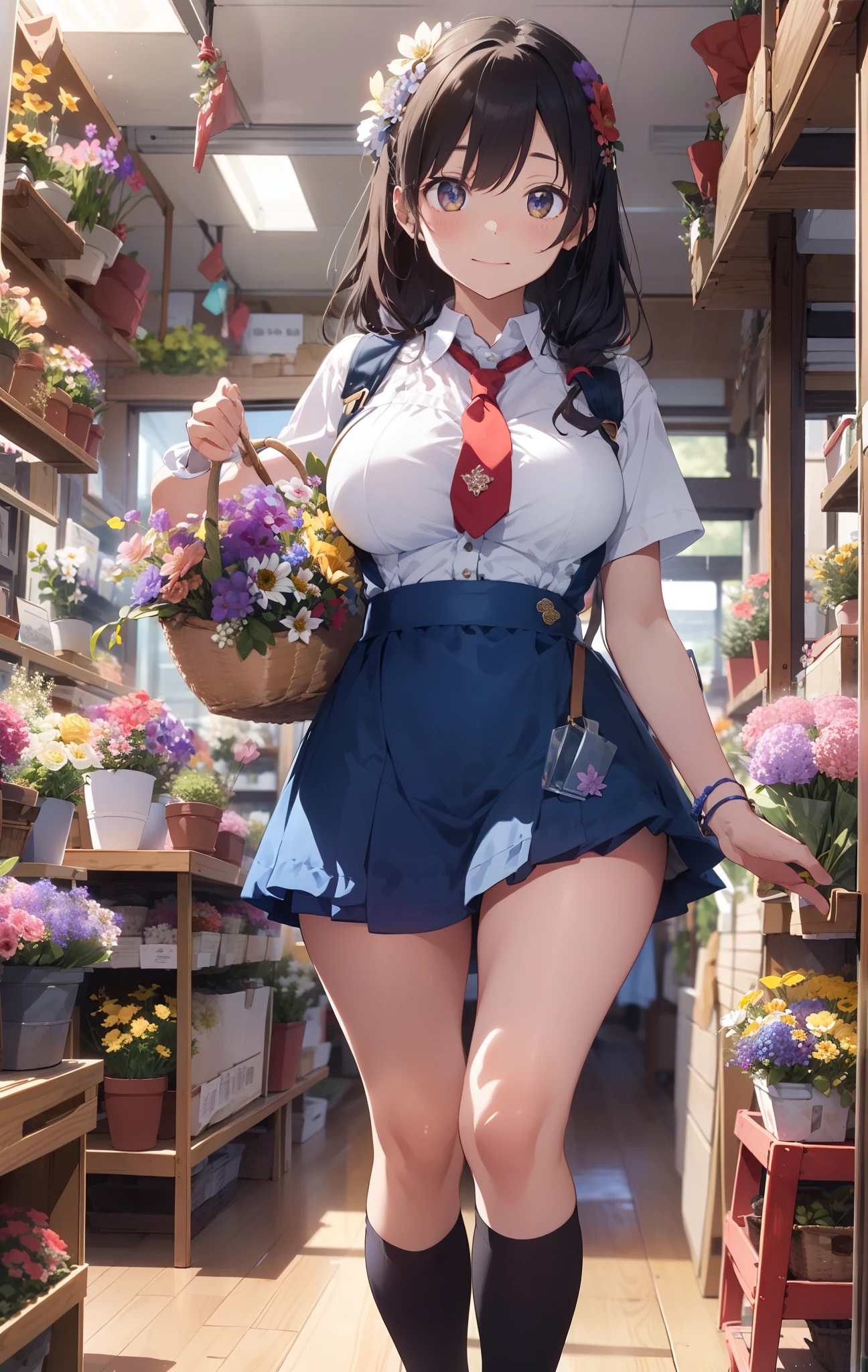 Flower Shop:1.4、Floral background:1.4、A basket full of flowers hangs from the ceiling