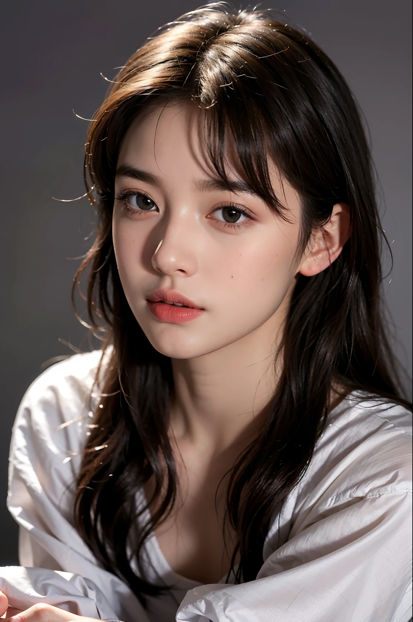 (Ultra Realistic), (Illustration), (High Resolution), (8K), (Very Detailed), (Best Illustration), (Beautiful and Detailed Eyes), (Best Quality), (Ultra Detailed), (Masterpiece), (Wallpaper), (Detailed Face), Facial Pore,Solo,One Girl,, Fine Detail, Detailed Face, (Detail),(Realistic Lighting: 1.1),À la Fed image of long haired woman smiling at photo, One adorable Korean face, , Korean female actress, , cute Korean actress, gorgeous young Korean woman,