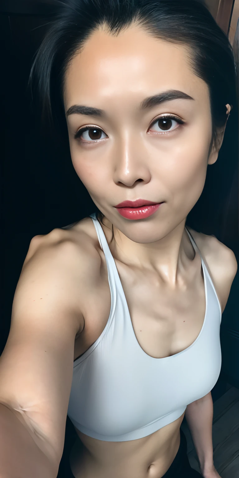 (Photo taken by Canon EOS R6, 85 mm, 1/1250, F/2.0, ISO 400)、extra detailed body、extra detailed face、best qualtiy:1.2)、femele、looking at the viewers、(JINS)、(Random background:1.4)、full body Esbian、Precise proportions、(Japan Person Model)、18 year old girl、Slim model、小柄、Hairstyle is random、long legged、small ass、鎖骨、abdominals、Double weave、A Japanese Lady、beautiful and delicate face、fair white skin、authentic skin、(详细的脸)、Well-formed round face、pores、超A high resolution、 8K、parameters Best quality、masterpiece、(realisitic:2.0)、detaileds、Skin Details、Hairstyle is random、beautidful eyes、An Asian girl、Slimed、Beautiful fece、Studio Lighting、(((teats)))、Natural abs、bare shoulders、oval-face、二重まぶた、Eye in the center、独奏、((Thin natural pink areola))、delicate and sexy(鎖骨:1.3)、(shinny skin:0.8)、(masterpiece:1.4)、(top-quality:1.4)、natural(Perfect breasts with good shape:1.25)、shiny lip、(SFW)、(One nipple on one breast)、((huge tit))、((small areolas))、(((one leg up)))、((8 head body、an ultra-Small Face))、pubick hair