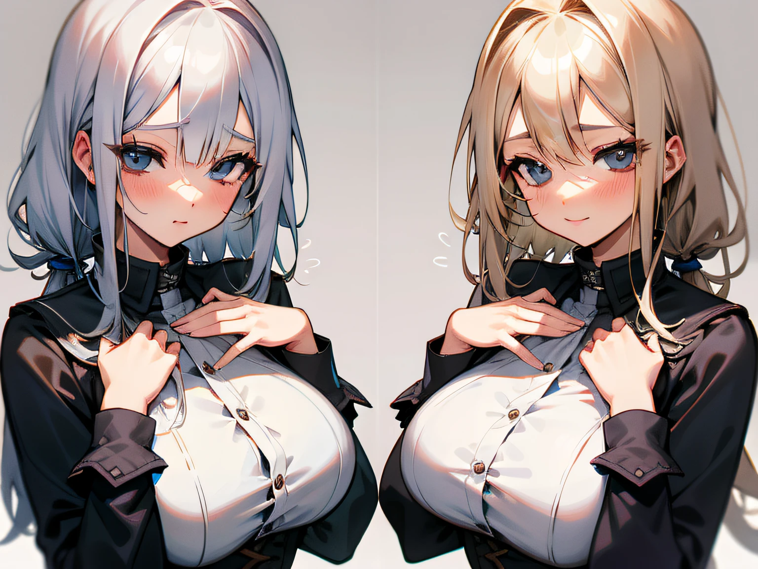 Silver hair big and blonde big、Touching your