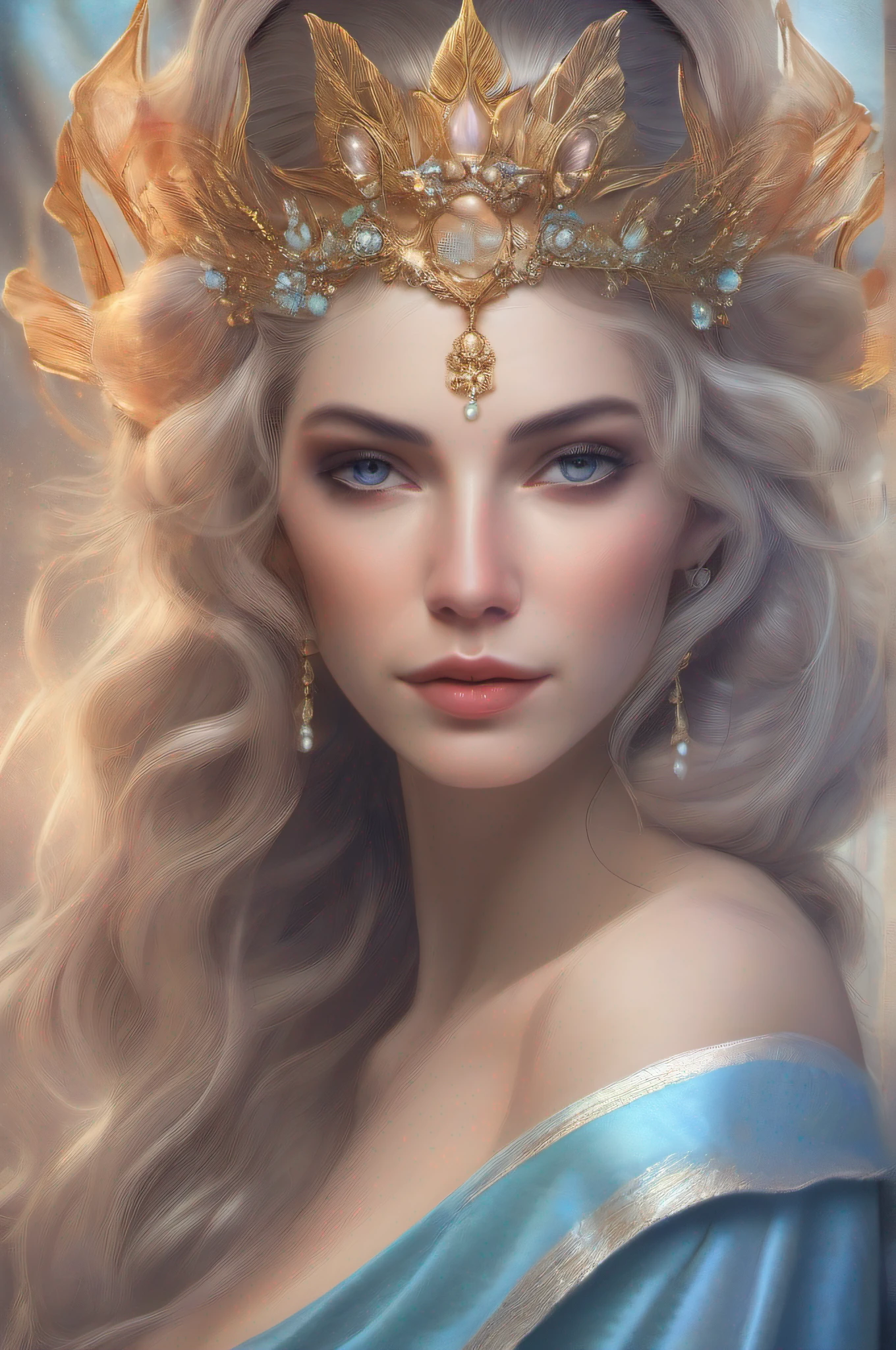 a photography, HD,, photo, woman, beautiful dress ornate, mdjrny-v5, style portrait of a gorgeous blond female in the style of stefan kostic, realistic, half body shot, sharp focus, 8 k high definition, insanely detailed, intricate, elegant, art by stanley lau and artgerm, extreme blur flames background, Princess girl with wing, Blue, Pastel, glitter, dramatic, dreamy, pastel, Watercolor, Whimsical, Delicate, seashell crown, Trending on Artstation, Highly detailed, Intricate, Portrait, digital painting, Fantasy theme, Fantasy robes, Fantasy concept art, Fantasy character art, Smug, age girl, perfect body, full body, dreamy, pastel, Watercolor, Whimsical, Delicate, seashell crown, (Cinematic Photo:1.3) of (Realistic:1.3),(Proud:1.3) (Cinematic Photo:1.3) A woman, skin pale pores texture, hair blonde, photograph (Greece, Mythology:1,3) beauty in dress glass,Intricate Surface Detail, 8k, Sparkle Core, Hyper Realistic, Dreamlike, Ethereal Fantasy, Realistic, Fiction, Full-HD, HD, 8K, Soft Lighting, Beautiful Lighting,Highly Detailed,(70s Art:1.3),(Magical Realism:1.3),(Classical Realism:1.3)