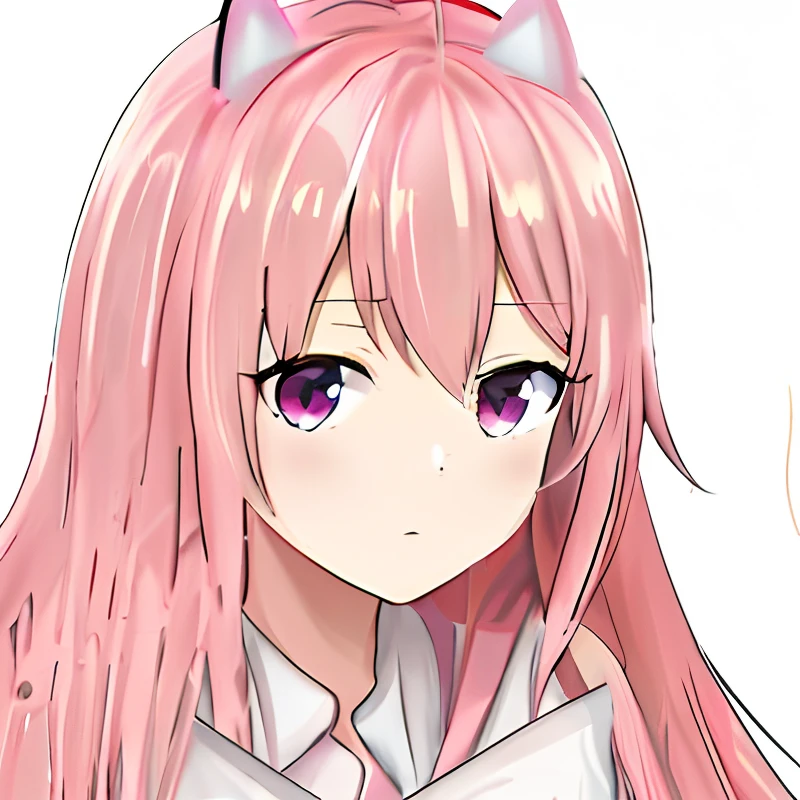 Anime girl with pink hair and cat ears in a white shirt, cute anime catgirl, anime catgirl, beautiful anime catgirl, nyaruko-san, anime girl with cat ears, Very beautiful anime cat girl, Anime moe art style, anime visual of a cute girl, extremely cute anime girl face, anime girl named lucy, up of young anime girl