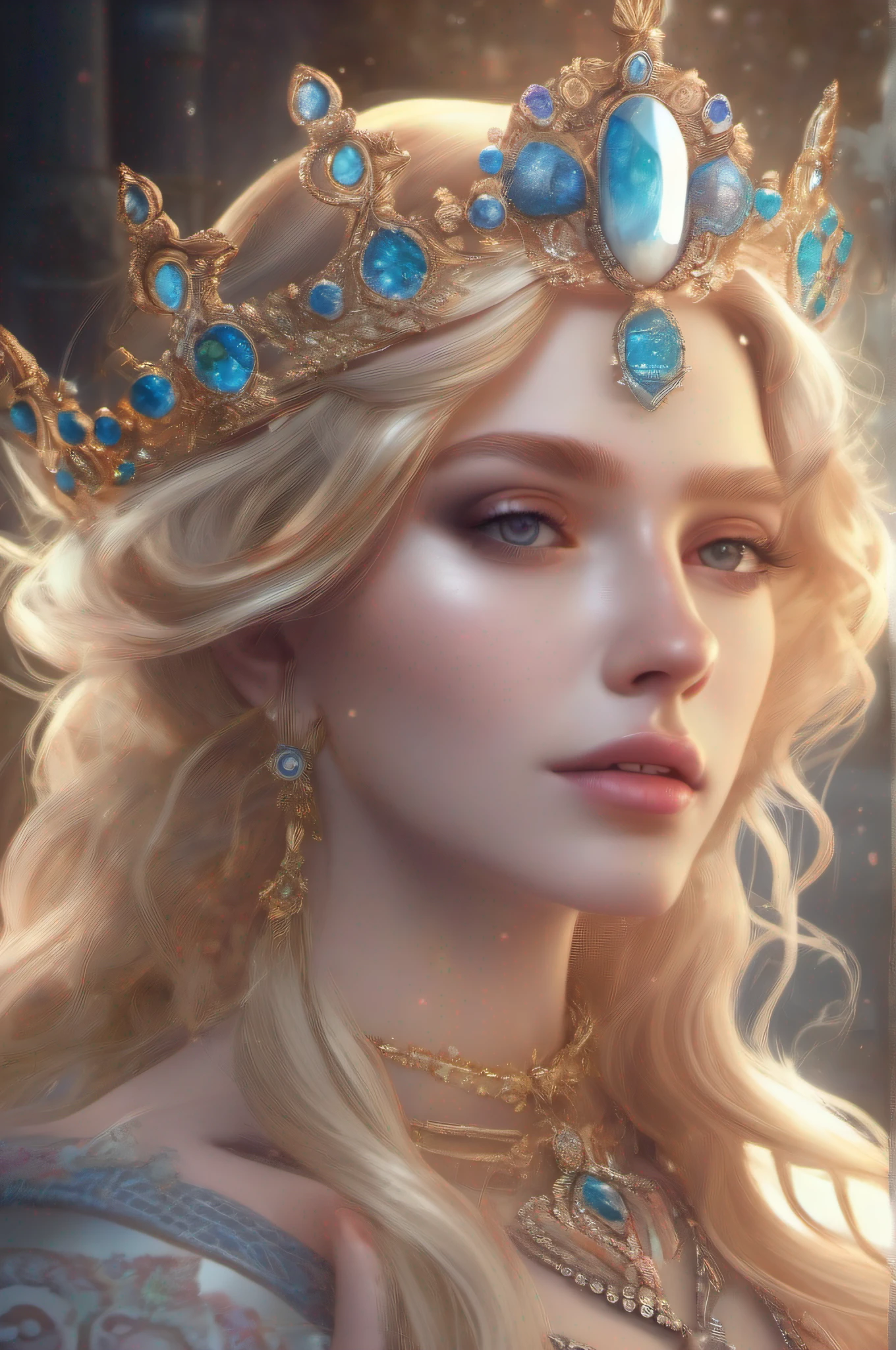 a photography, HD,, photo, woman, beautiful dress ornate, mdjrny-v5, style portrait of a gorgeous blond female in the style of stefan kostic, realistic, half body shot, sharp focus, 8 k high definition, insanely detailed, intricate, elegant, art by stanley lau and artgerm, extreme blur flames background, Princess girl with wing, Blue, Pastel, glitter, dramatic, dreamy, pastel, Watercolor, Whimsical, Delicate, seashell crown, Trending on Artstation, Highly detailed, Intricate, Portrait, digital painting, Fantasy theme, Fantasy robes, Fantasy concept art, Fantasy character art, Smug, Teenage girl, perfect body, full body, dreamy, pastel, Watercolor, Whimsical, Delicate, seashell crown, (Cinematic Photo:1.3) of (Realistic:1.3),(Proud:1.3) (Cinematic Photo:1.3) A woman, skin pale pores texture, hair blonde, photograph (Greece, Mythology:1,3) beauty in dress glass,Intricate Surface Detail, 8k, Sparkle Core, Hyper Realistic, Dreamlike, Ethereal Fantasy, Realistic, Fiction, Full-HD, HD, 8K, Soft Lighting, Beautiful Lighting,Highly Detailed,(70s Art:1.3),(Magical Realism:1.3),(Classical Realism:1.3)