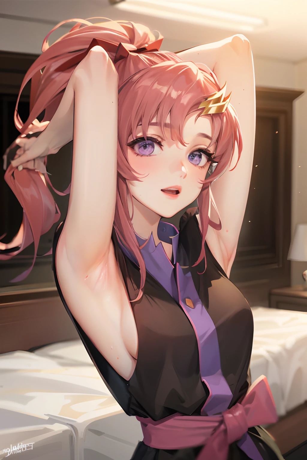 masterpiece, best quality,lacus-bk, 1girl, solo,armpit,bare arms