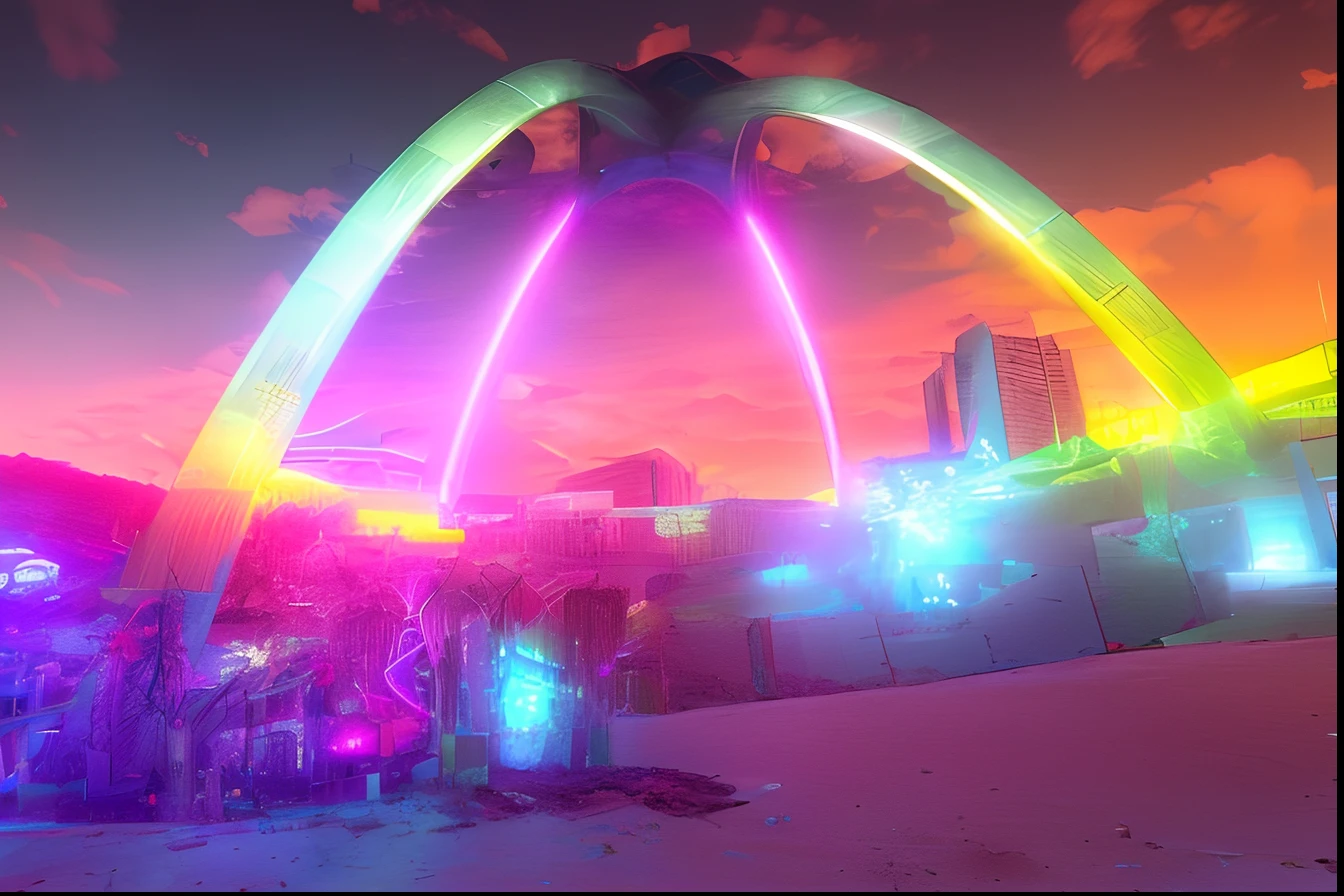 Futuristic construction, Neon light, Cyberpunk, predios cyberpunk ao fundo, fundo desfocado