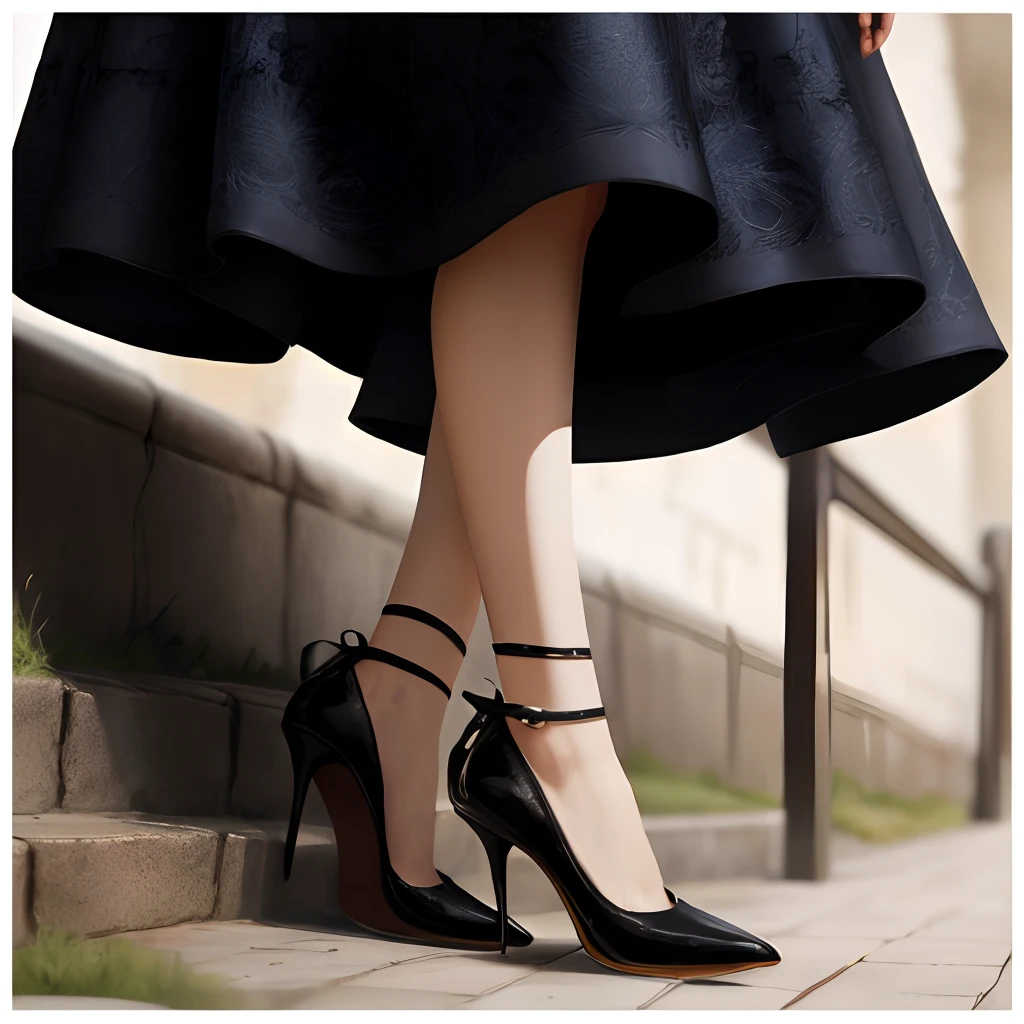 Royal sister，High heels hang on the feet，blacksilk